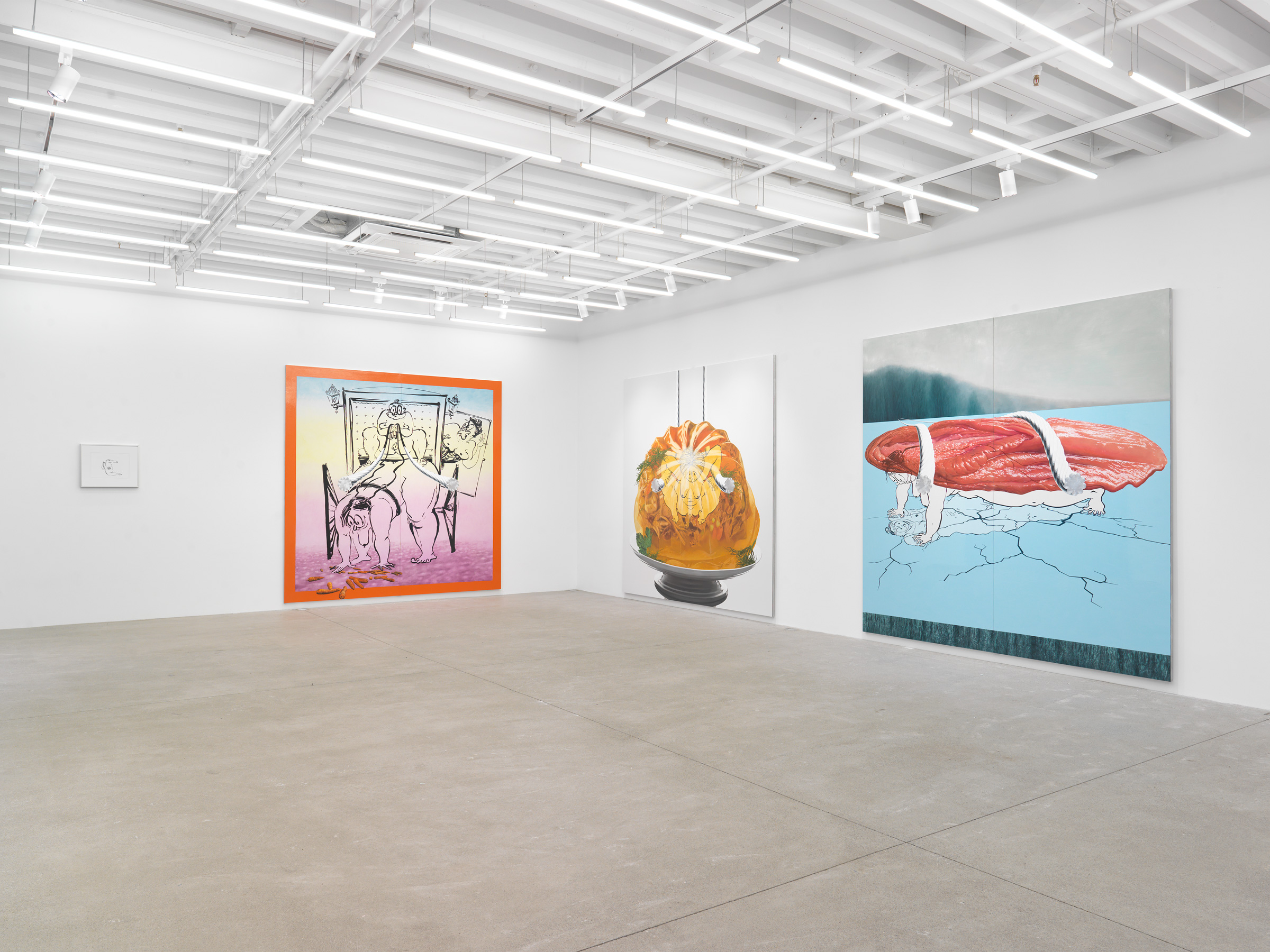 Installation view, Ebecho Muslimova: FOG, Magenta Plains, New York, NY, 2023.