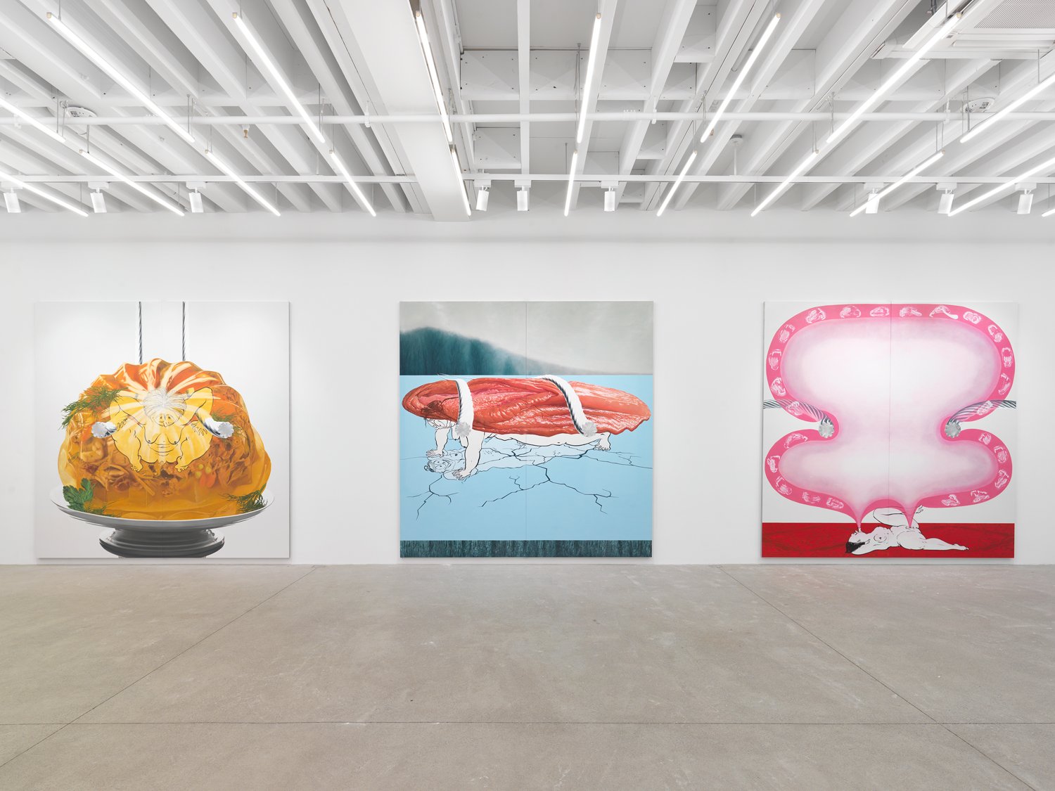 Installation view, Ebecho Muslimova: FOG, Magenta Plains, New York, NY, 2023.