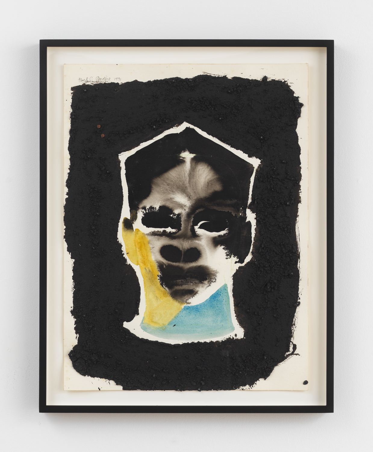 Paul Gardère, Untitled (Heads No. 36), 1991, Watercolor, ink and mud on paper, Unframed: 24 x 17 7/8 in., Framed: 27 3/16 x 21 7/16 x 1 5/8 in.