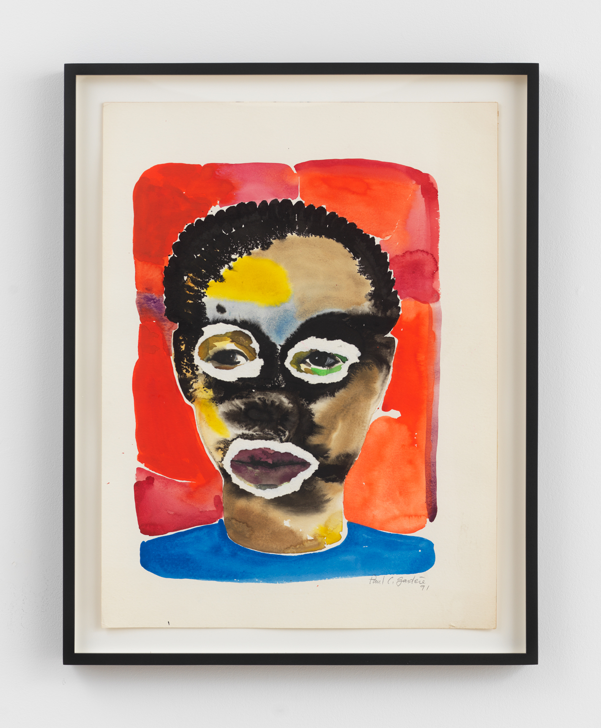 Paul Gardère, Untitled (Heads No. 56), 1991, Watercolor and ink on paper, Unframed: 24 x 17 15/16 in., Framed: 27 3/16 x 21 7/16 x 1 5/8 in.