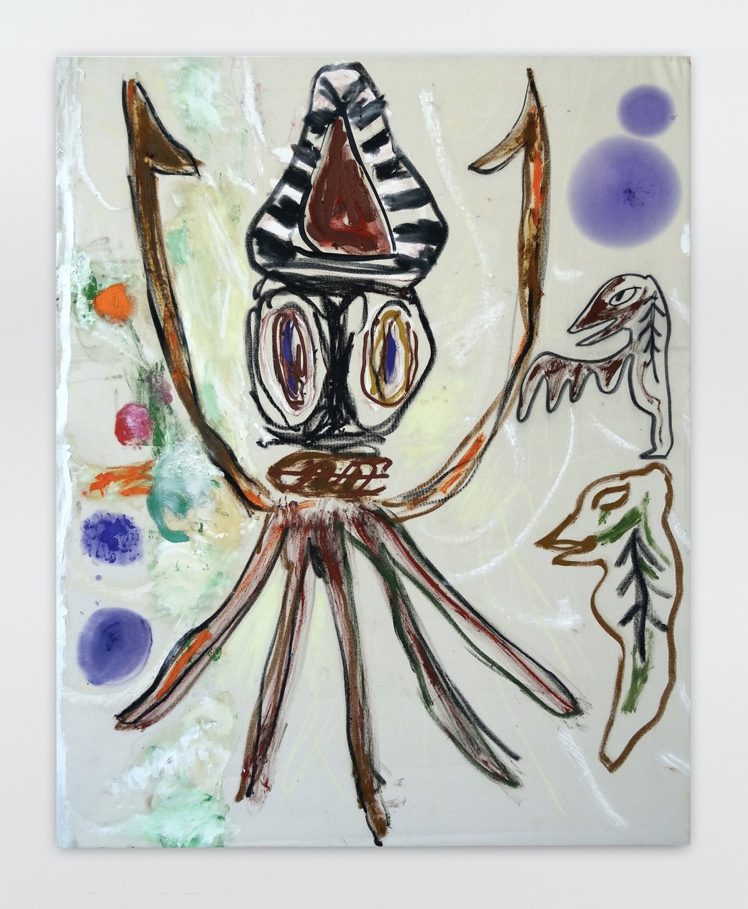 Bill Saylor, mezmo, 2021, Oil, oil stick, charcoal, crayon on canvas, 63 x 51 in.