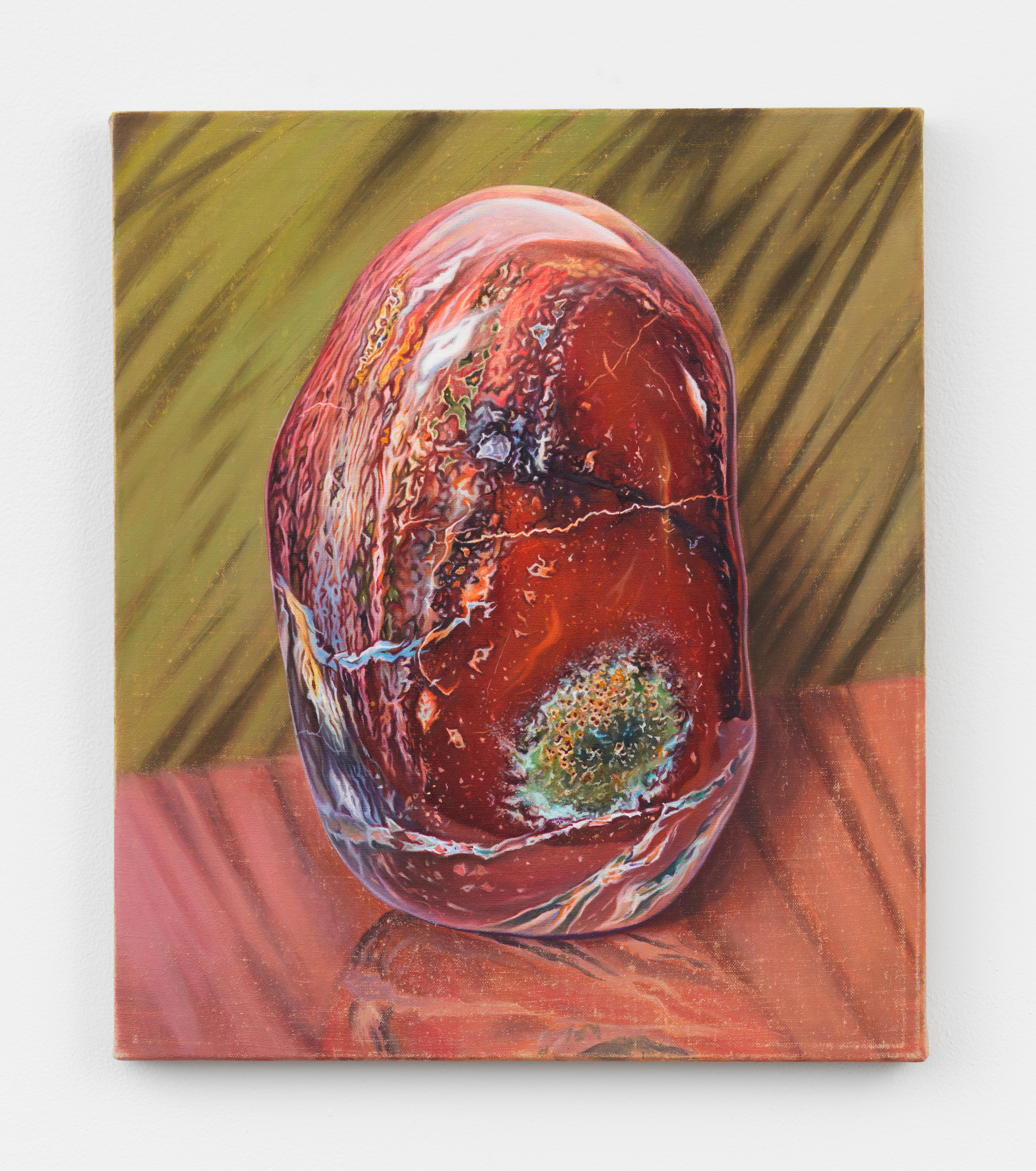 Chason Matthams, Red Agate w/ Pea Green bg, 2024, Oil on linen, 18 x 15 in.