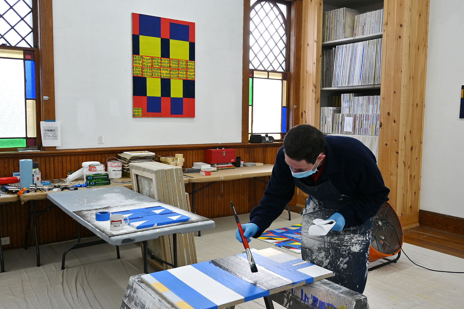 Studio visit with Joshua Abelow in Harris, NY, 2021. Photo by Dani Arnica.