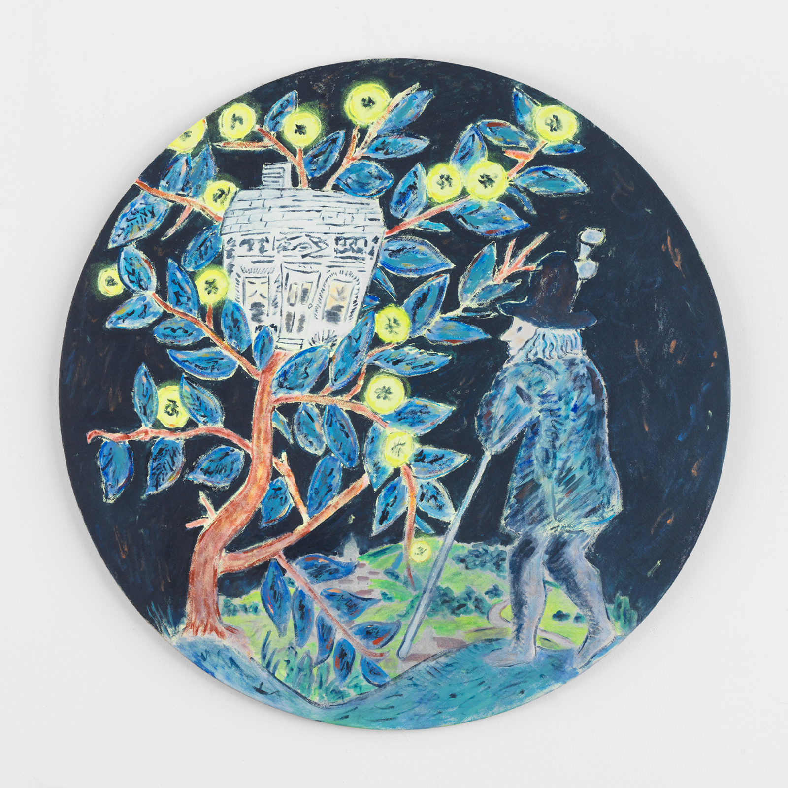 Zach Bruder, Endeavor, 2020, Acrylic and Flashe on Linen, 36 in. diameter