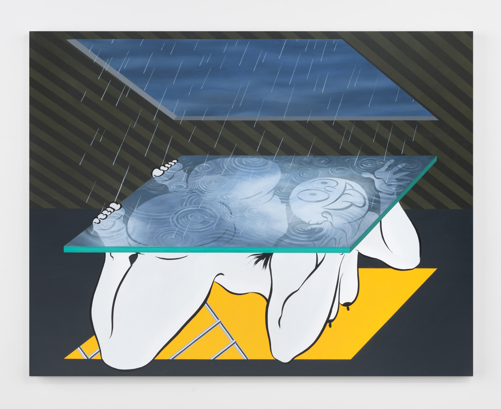 Ebecho Muslimova, Fatebe Wet Attic, 2019, acrylic and oil on canvas, 42h x 54w in.