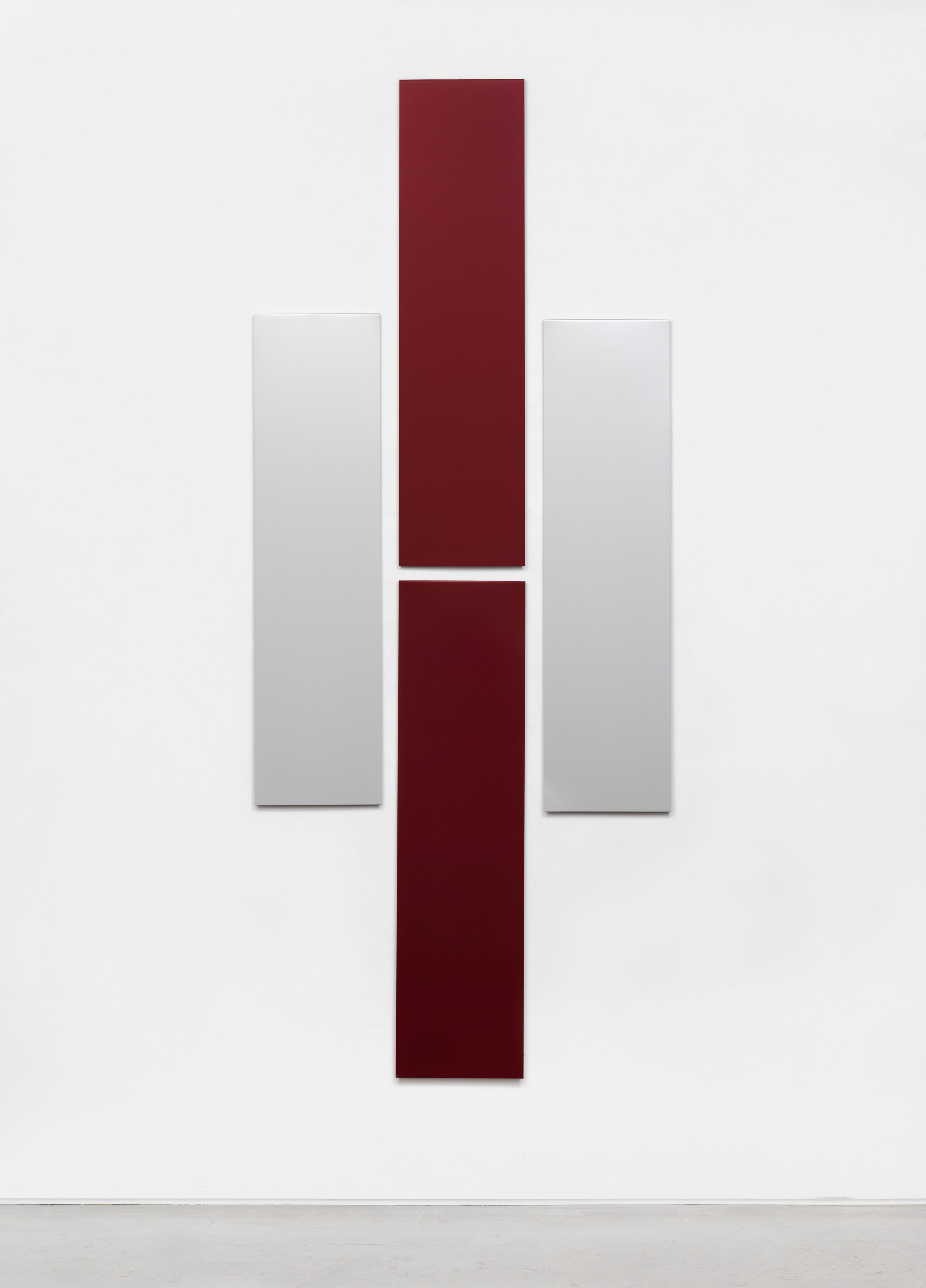 Don Dudley, Untitled (Aluminum Module), 1973-2018, acrylic lacquer on aluminum, each module 46.75 x 12 in; overall 96 x 40 in.