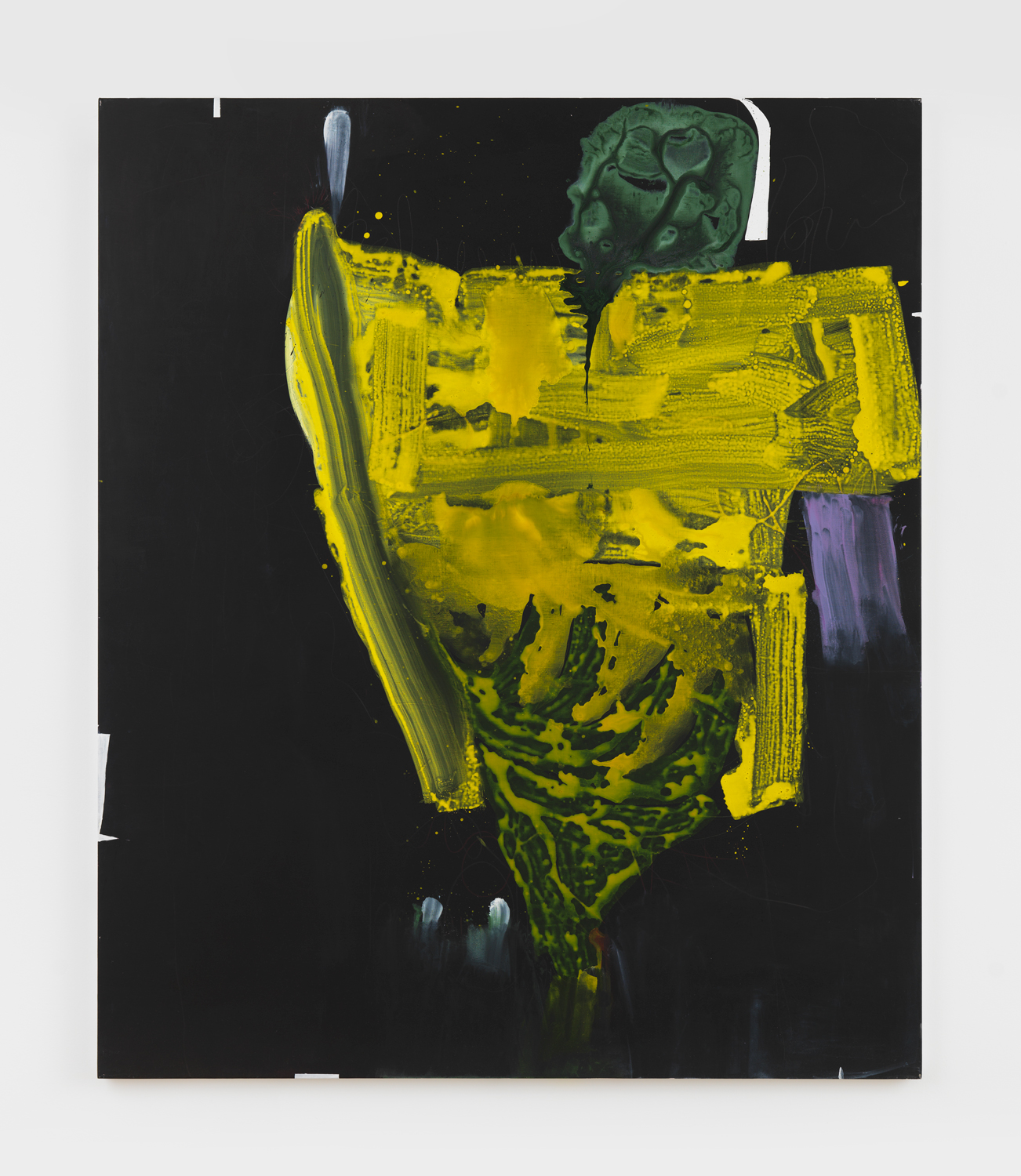 Janis Provisor, Thinking Thomas, 2025, Watercolor, Flashe, pencil, and marker on linen, 74 x 62 in.