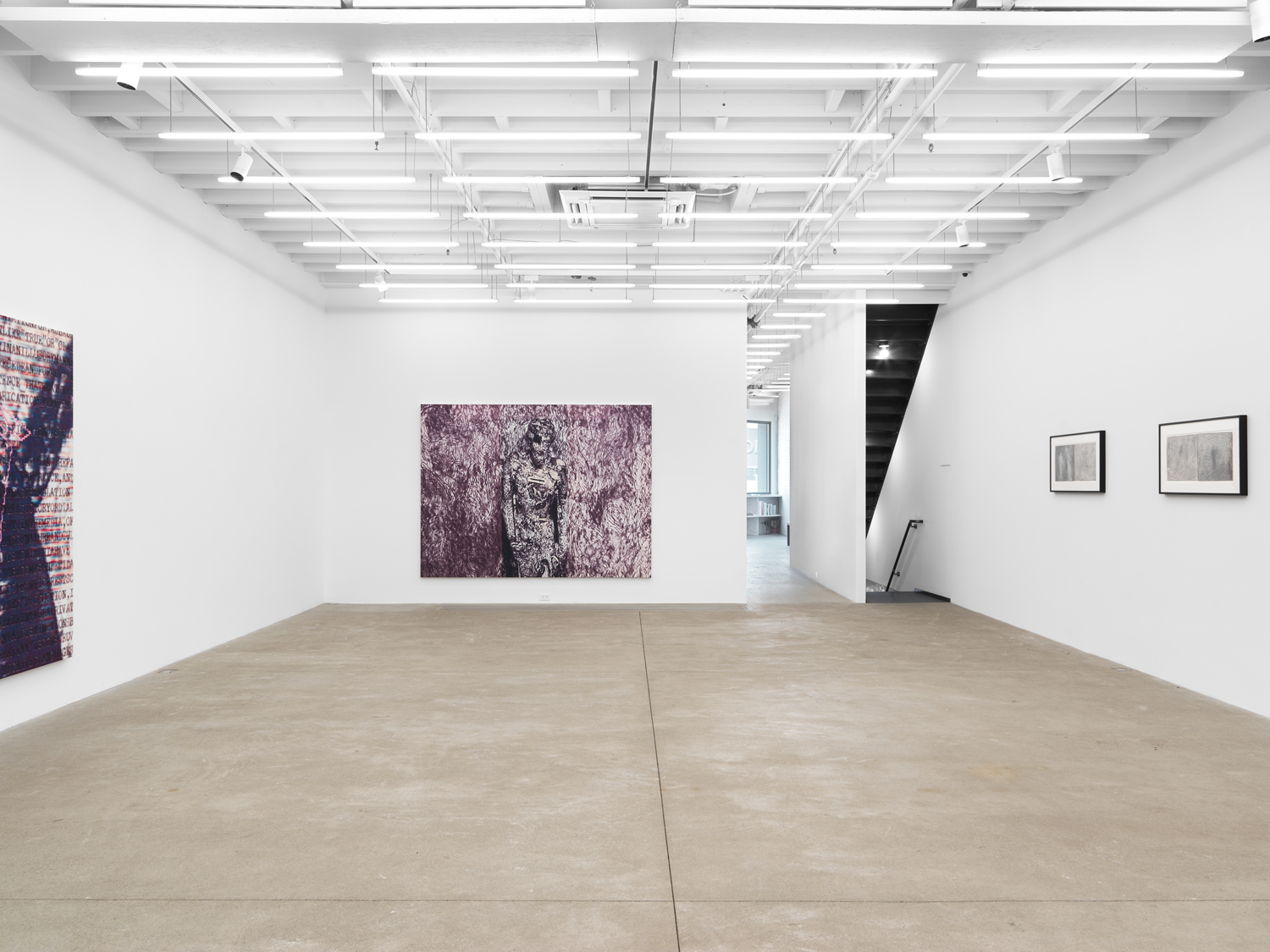 Installation view, Joseph Nechvatal: Information Noise Saturation, Magenta Plains, New York, NY, 2025