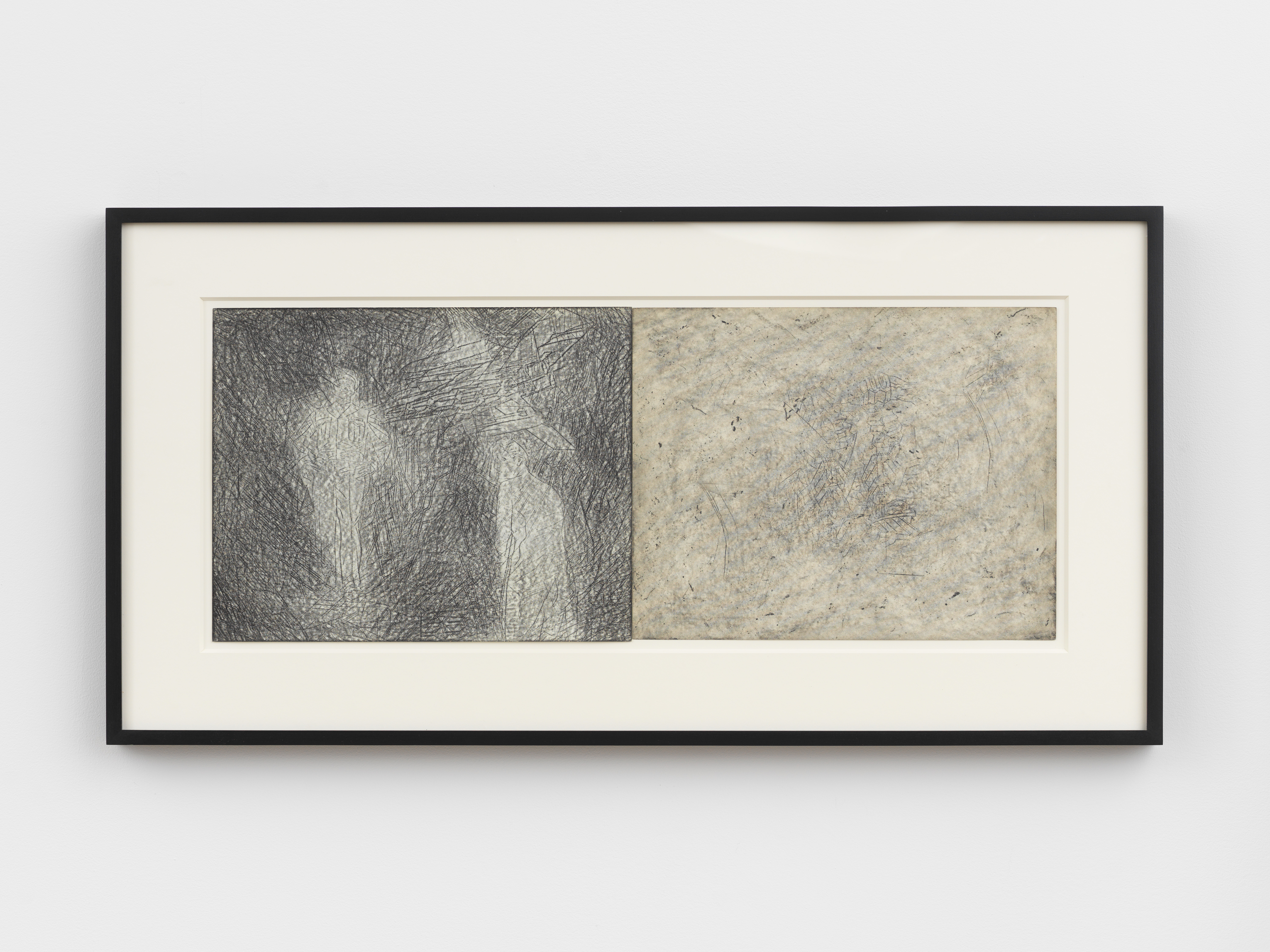 Joseph Nechvatal, No Future, 1983, Graphite on paper, Diptych, Overall: 11 x 28 in., Individual: 11 x 14 in., Framed: 17 3/4 x 34 3/4 x 1 1/2 in.