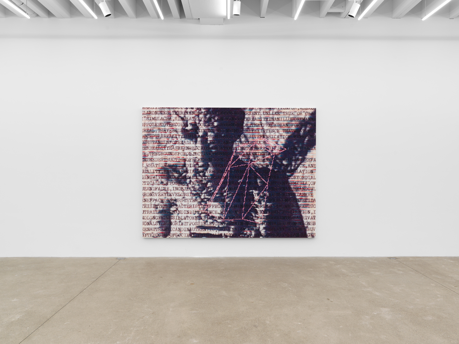 Installation view, Joseph Nechvatal: Information Noise Saturation, Magenta Plains, New York, NY, 2025