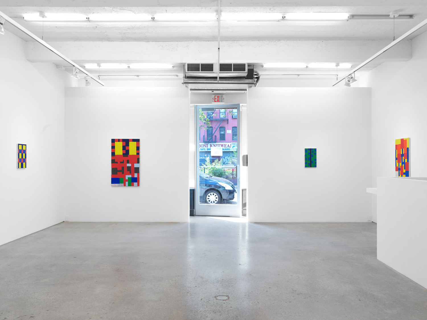 Installation view, Joshua Abelow: Leaky Abstractions 2.0, Magenta Plains, New York, NY, 2021.