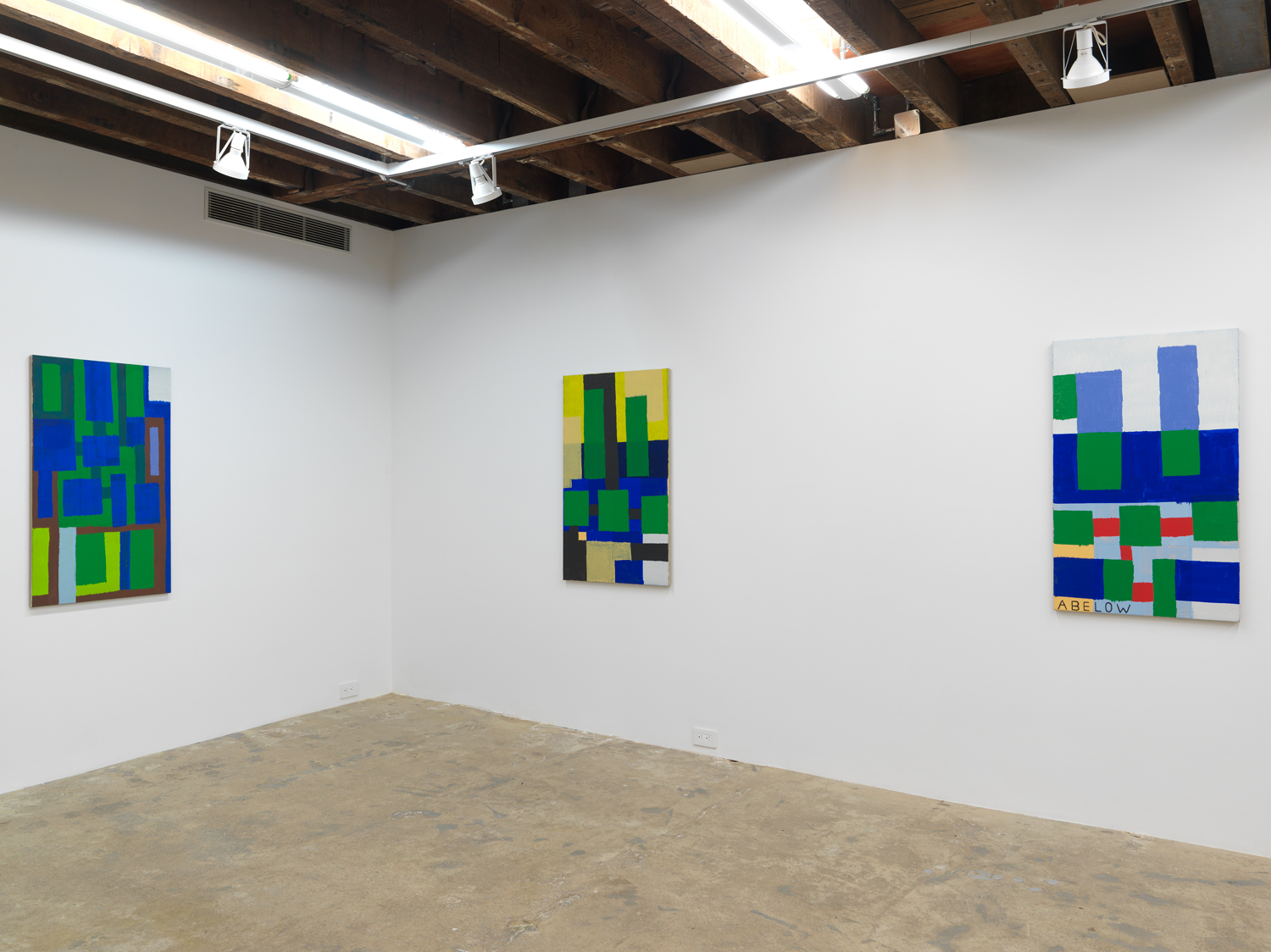 Installation view, Joshua Abelow: Leaky Abstractions 2.0, Magenta Plains, New York, NY, 2021.