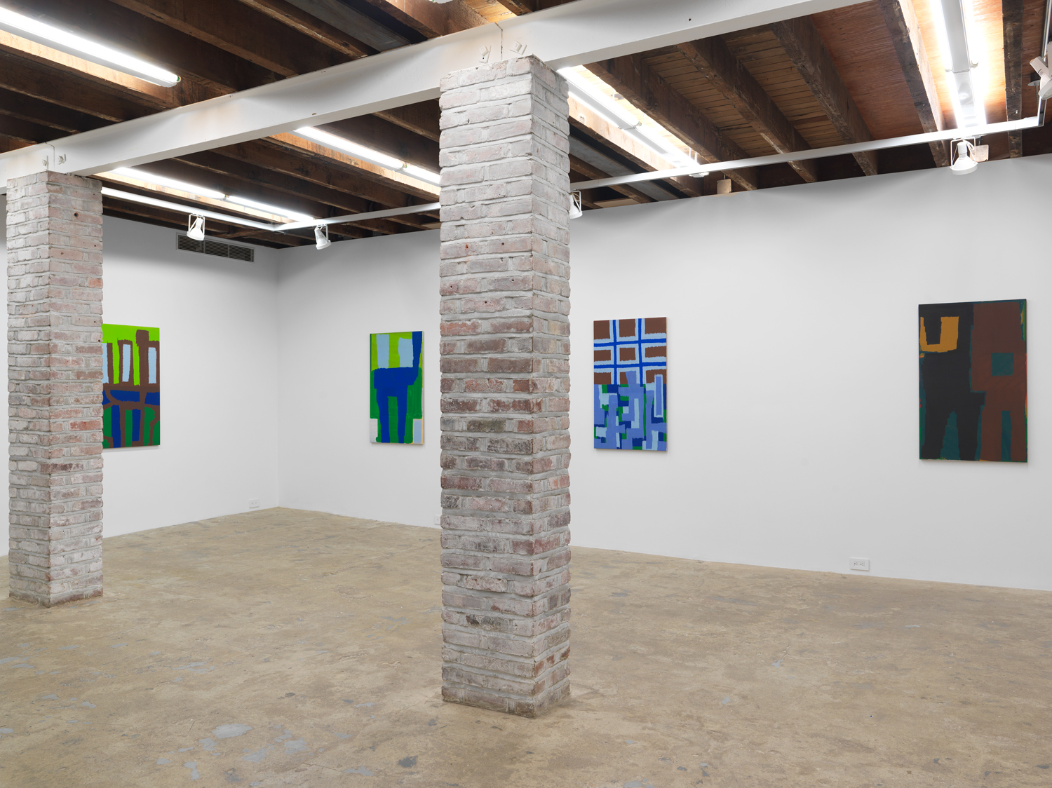 Installation view, Joshua Abelow: Leaky Abstractions, Magenta Plains, New York, NY, 2021.