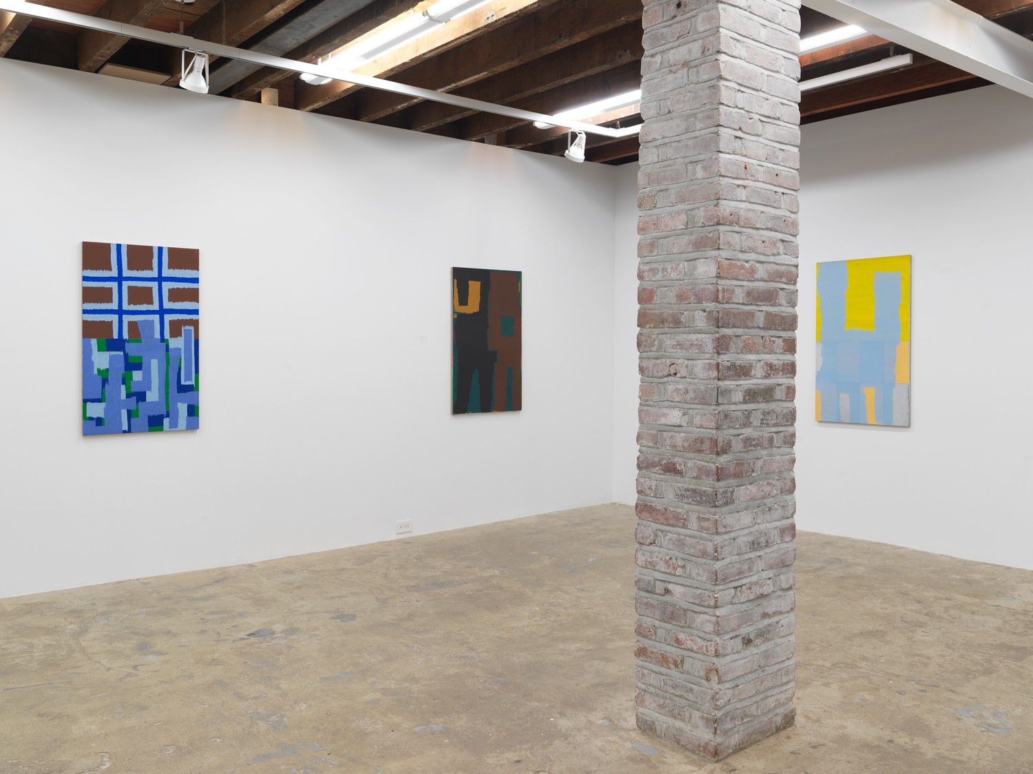 Installation view, Joshua Abelow: Leaky Abstractions, Magenta Plains, New York, NY, 2021.