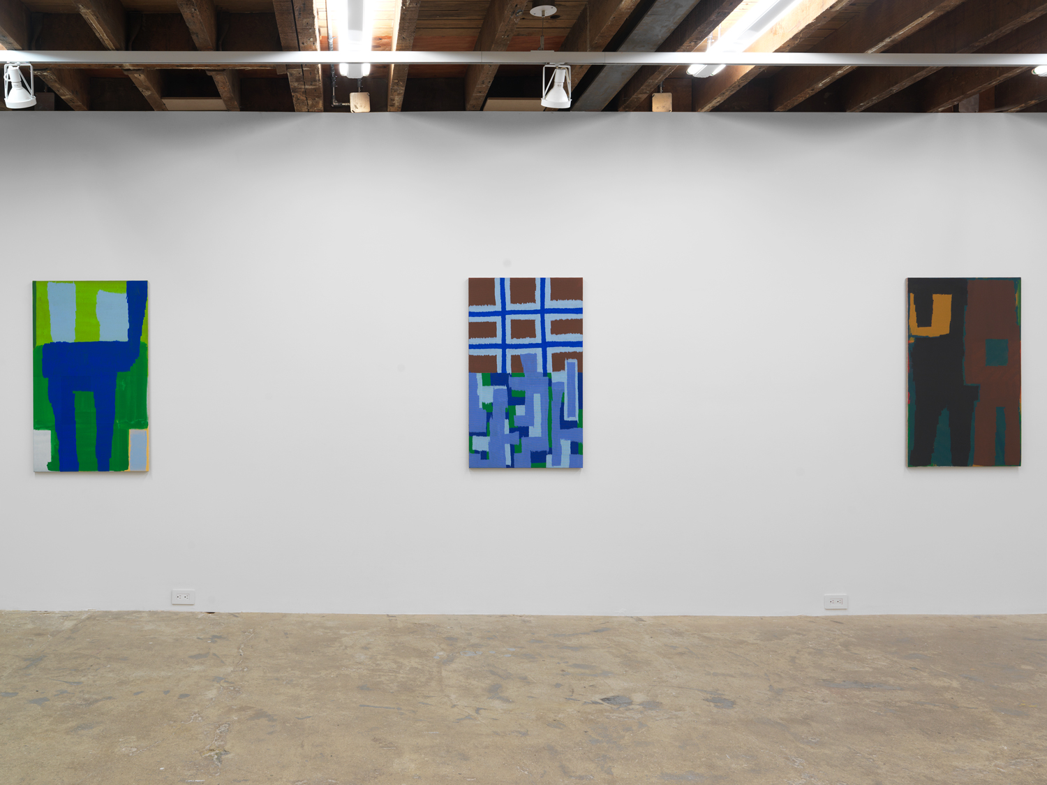 Installation view, Joshua Abelow: Leaky Abstractions, Magenta Plains, New York, NY, 2021.