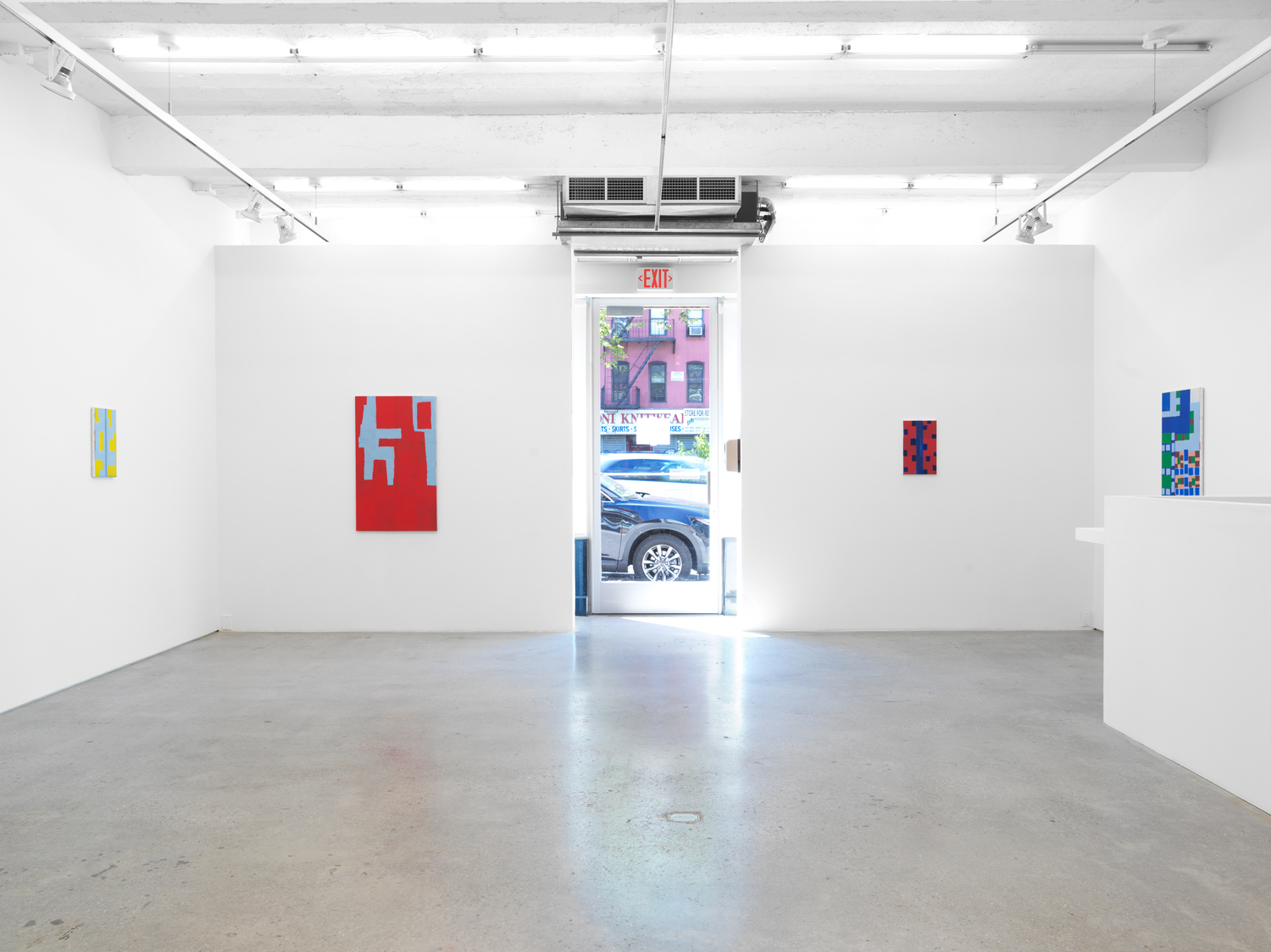 Installation view, Joshua Abelow: Leaky Abstractions, Magenta Plains, New York, NY, 2021.