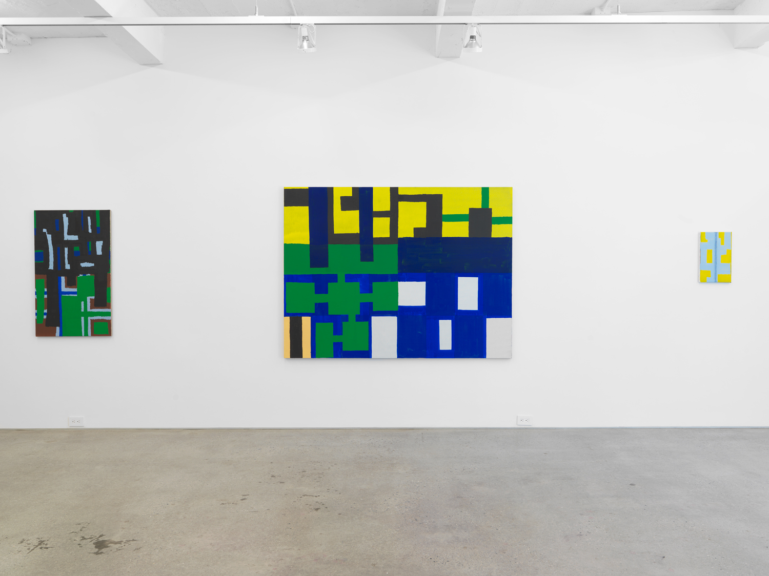 Installation view, Joshua Abelow: Leaky Abstractions, Magenta Plains, New York, NY, 2021.