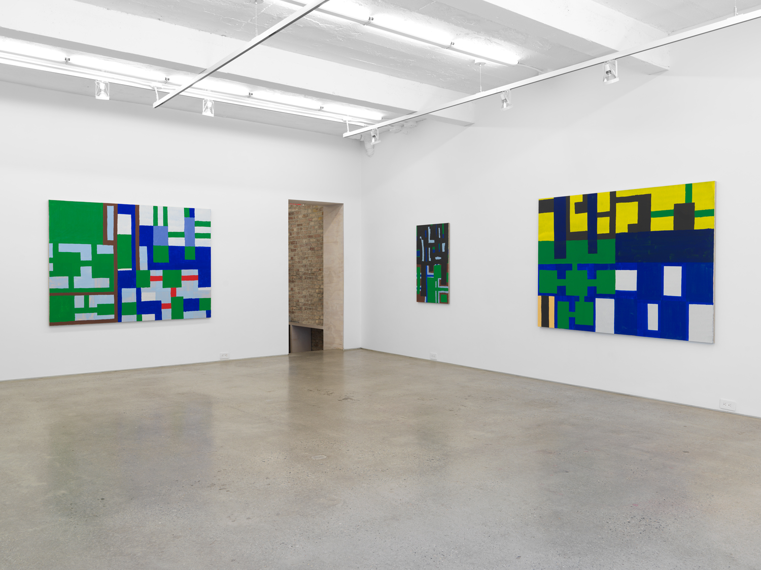 Installation view, Joshua Abelow: Leaky Abstractions, Magenta Plains, New York, NY, 2021.