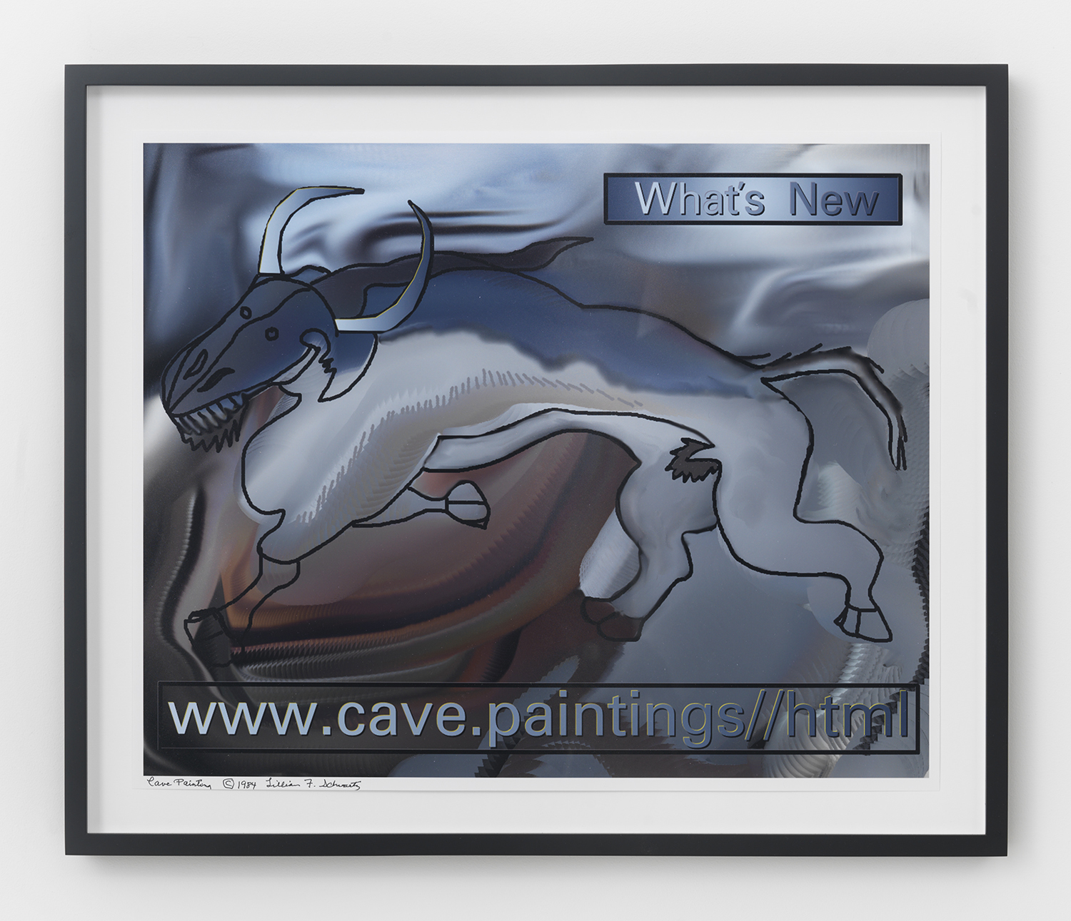 Lillian Schwartz, Cave Painting, 1983-1984, inkjet print of computer graphic, framed: 19.125h x 22.875w in.