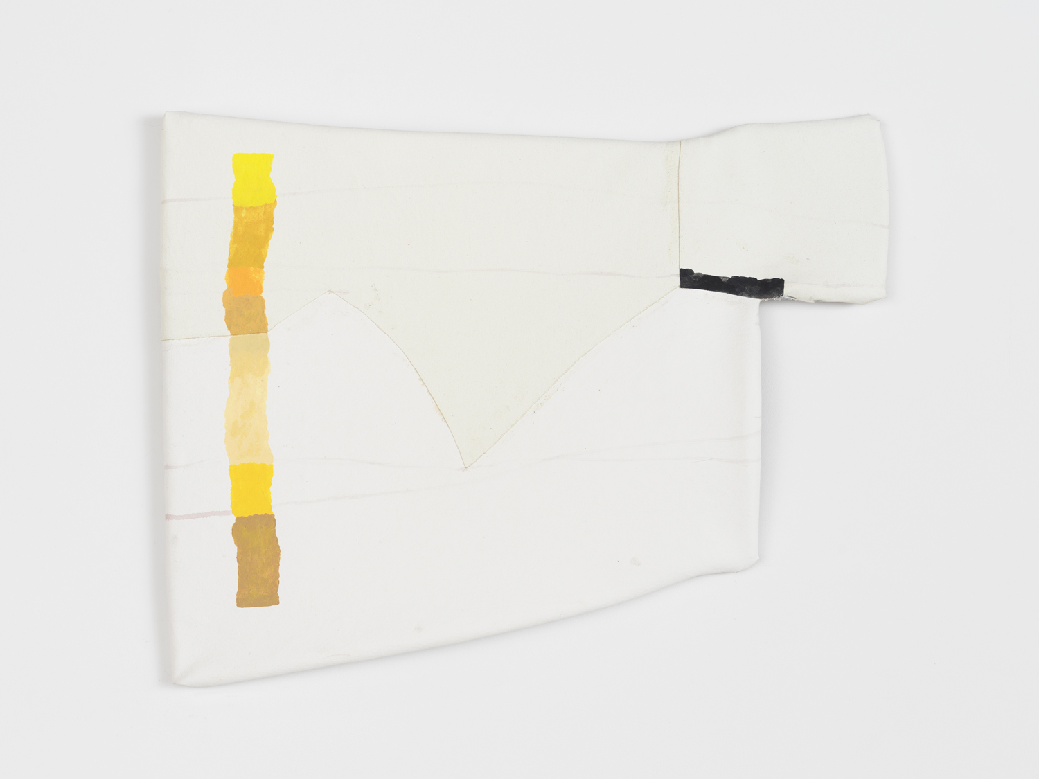 Linnea Kniaz, Yellow, Fitting Into, 2019, acrylic on canvas stretched onto vinyl tubing, 22.5h x 29w in.