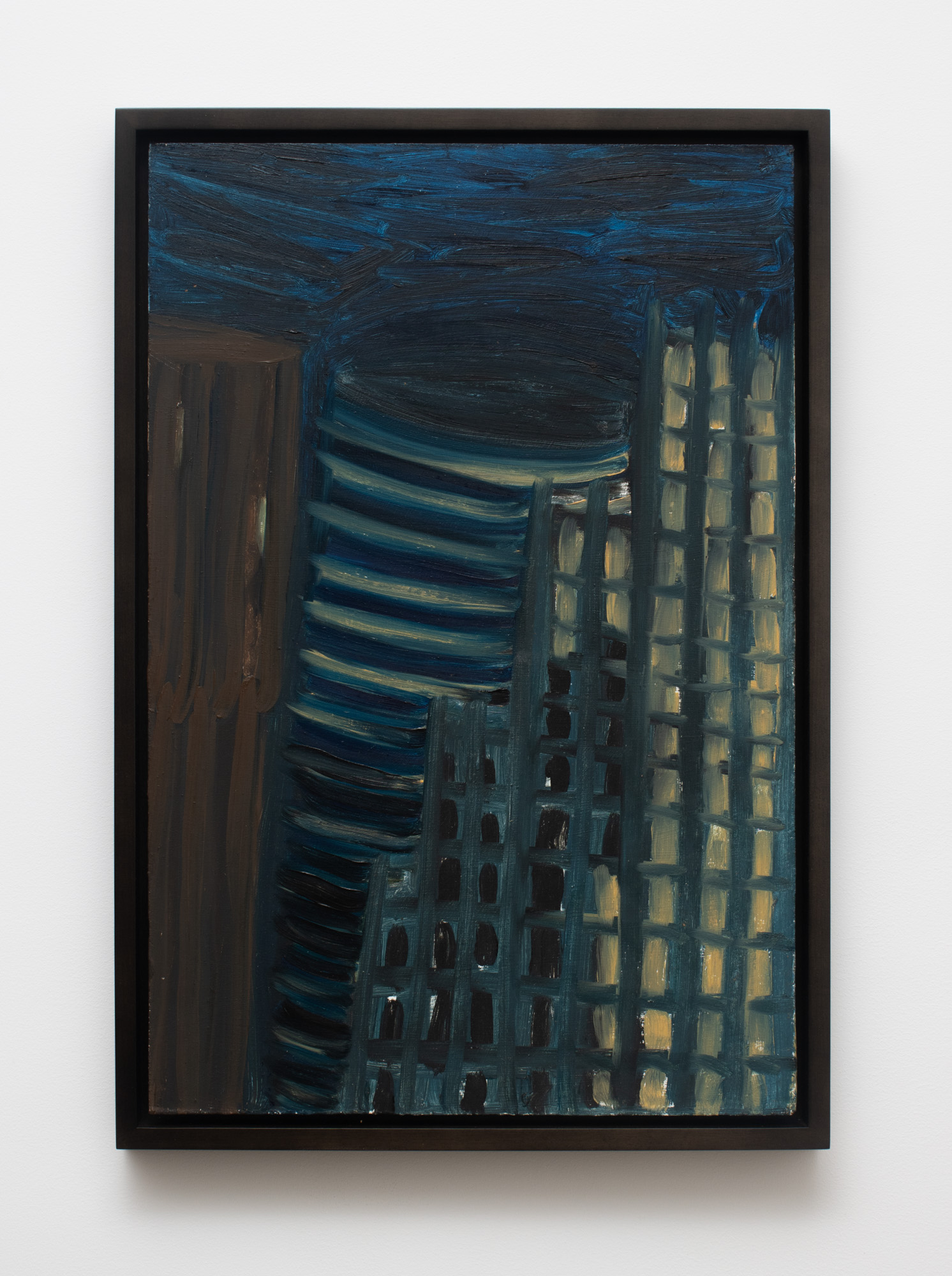 Martha Diamond, Study for 'Moonlight', 1981, Oil on masonite, 22 1/2 x 15 1/2 x 1 1/2 in. Exhibited in Martha Diamond: Night Lights, Magenta Plains, New York, NY, November 5–December 17, 2022.