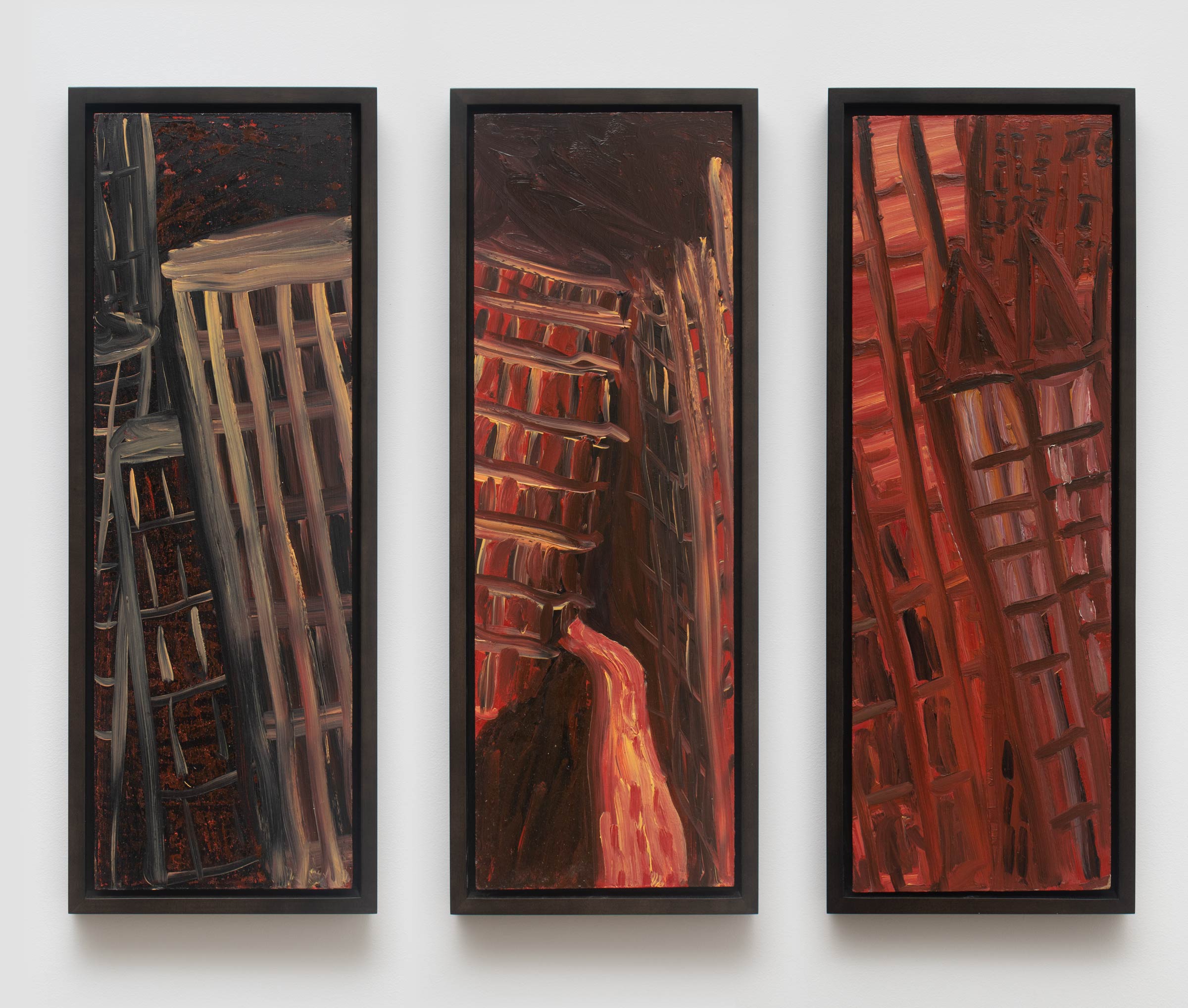 Martha Diamond, Study for 'Central Character'', 1983, Oil on masonite, 24 x 9 x 1 1/2 in. Exhibited in Martha Diamond: Night Lights, Magenta Plains, New York, NY, November 5–December 17, 2022.