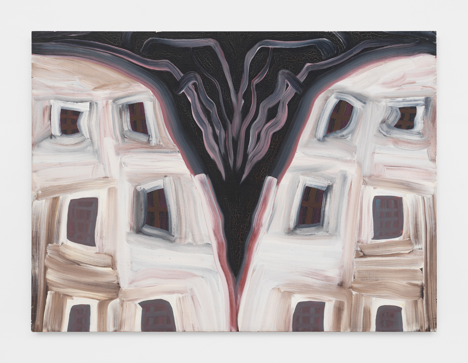 On view in at 95 Orchard Street: Martha Diamond, Flame, 1980, Oil on linen, 40.25h x 54w in.