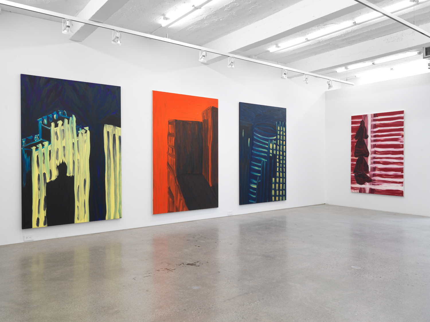 Installation view, Martha Diamond: 1980–1989, Magenta Plains, New York, NY, January 13–February 27, 2021.