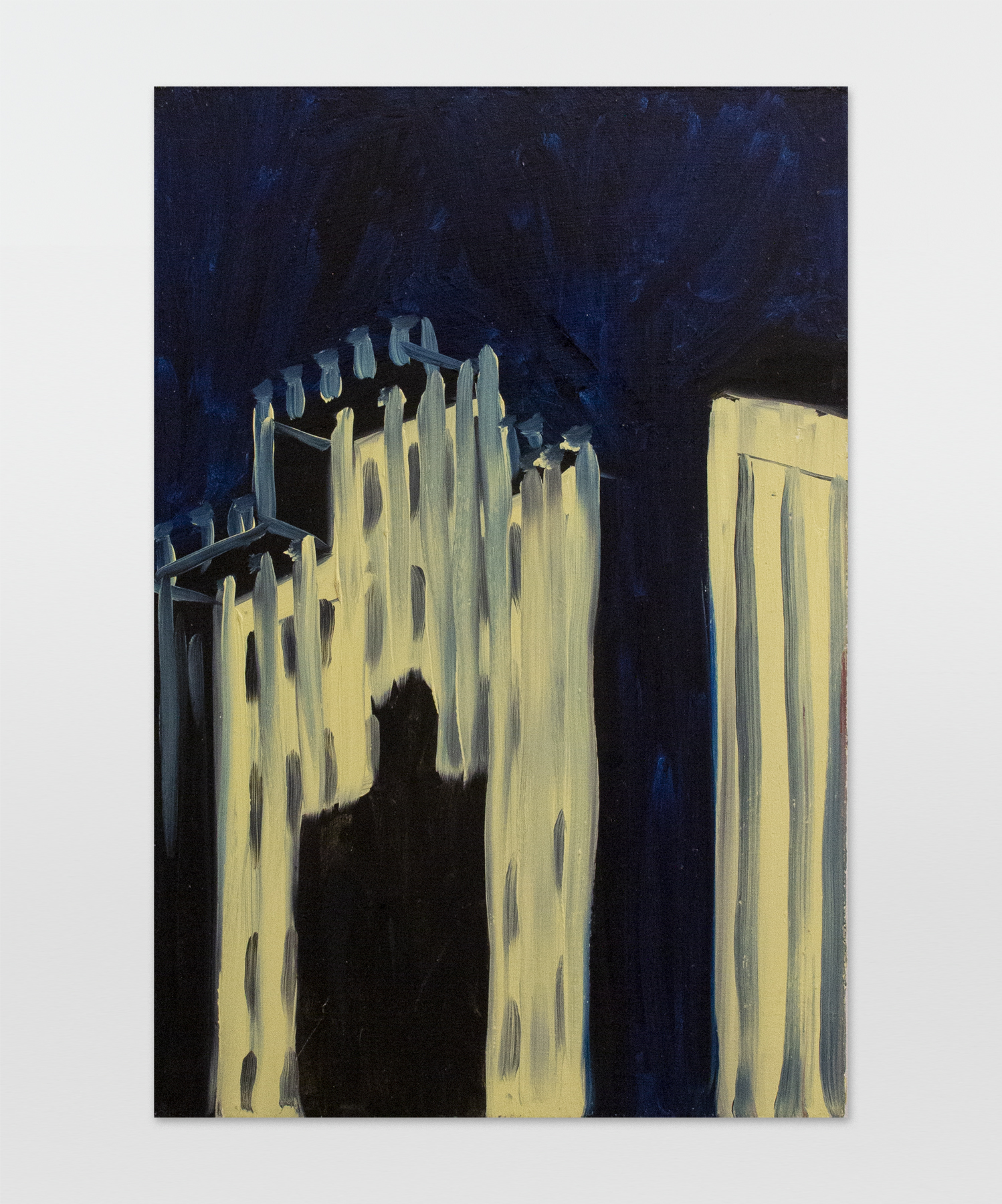 Martha Diamond, 34 (Study for Facade), 1980-82, Oil on Masonite, 21h x 14w in, Exhibited in Martha Diamond: 1980–1989, Magenta Plains, New York, NY, January 13–February 27, 2021.