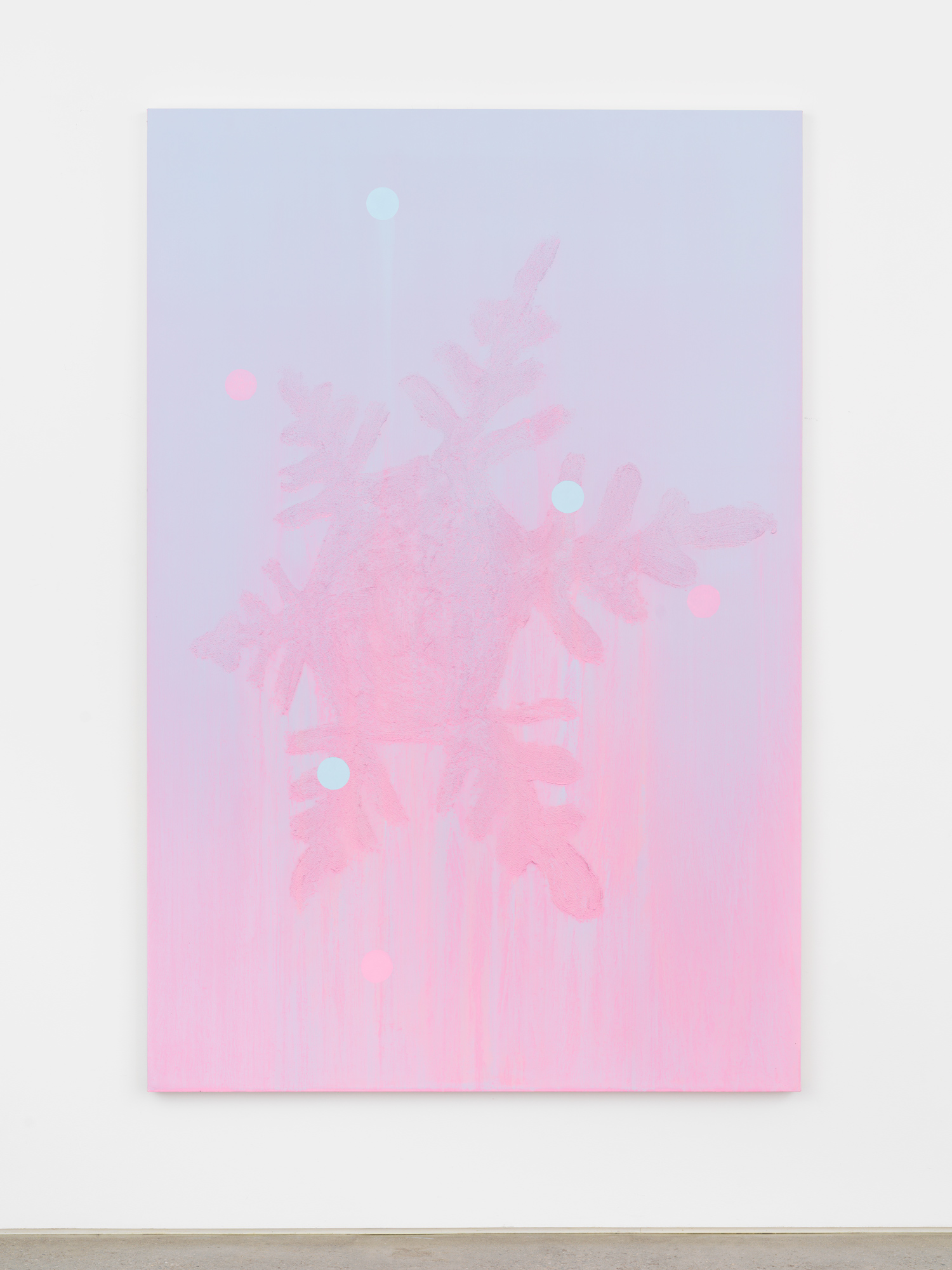 Alex Kwartler, Pink Snowflake, 2019, Oil and pumice on linen, 72h x 48w in.