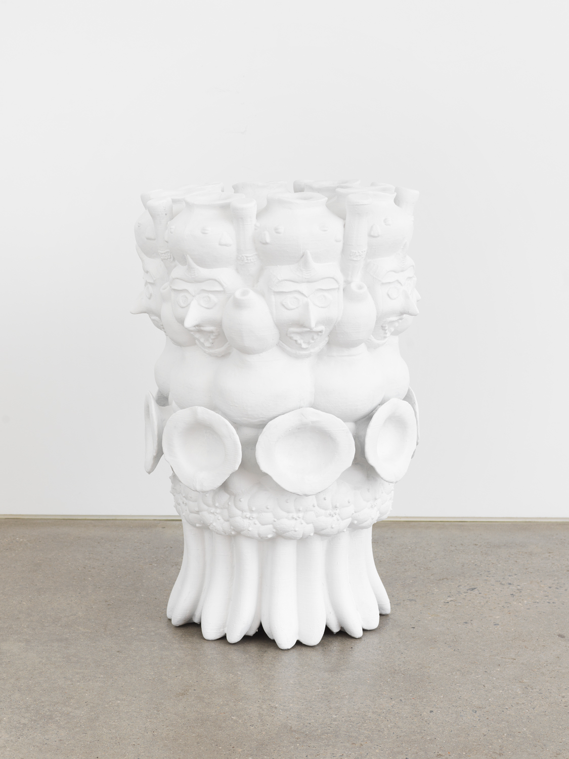 André Filipek-Magaña, Caracetacocacola Pelocalabazapeyothurro, 2019, Chalk paint on epoxy-finished thermoplastic, 35.47h x 25.70w x 24.56d in.