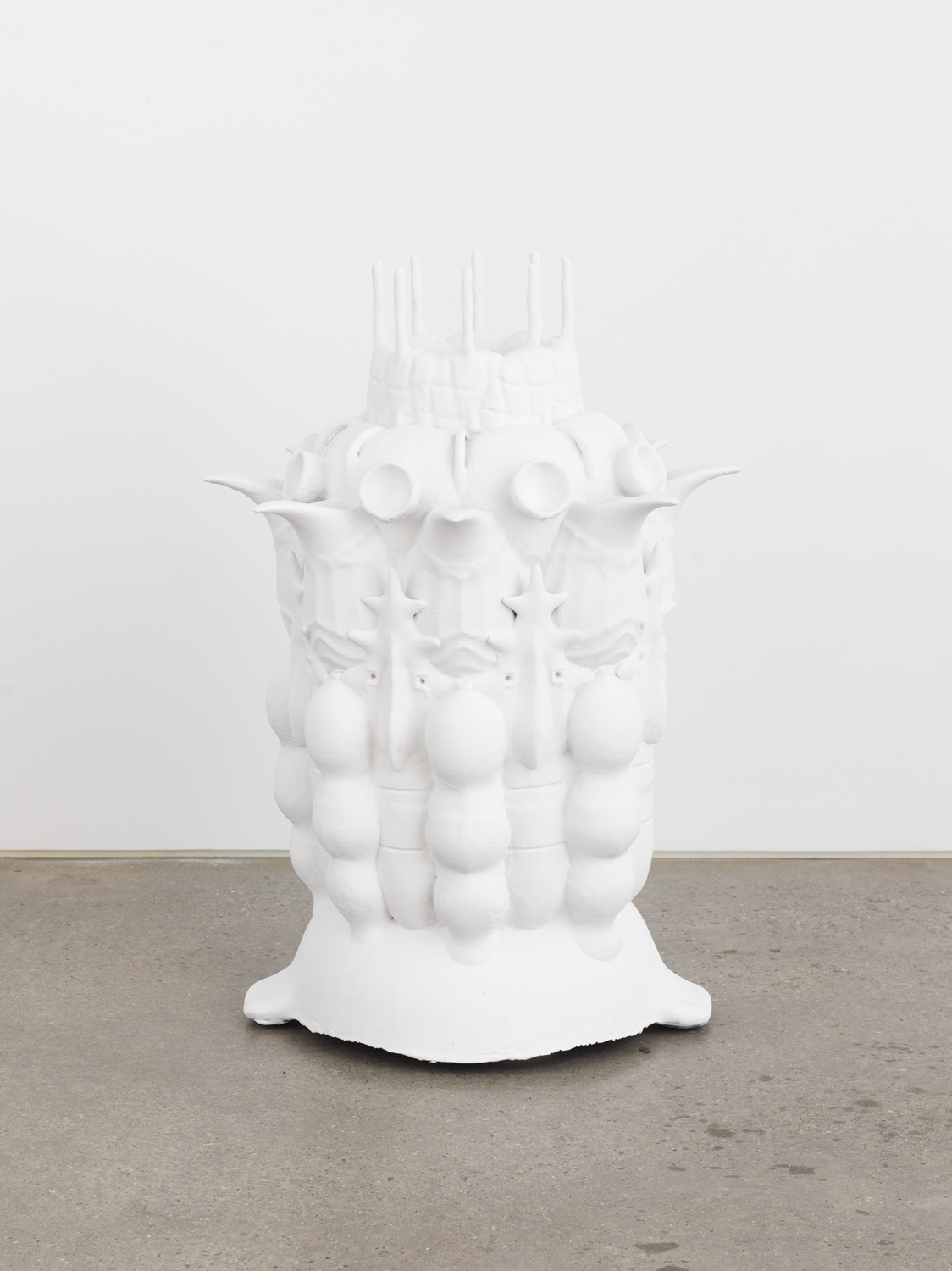 André Filipek-Magaña, Verolotemacetazadora Maguebretemaricerola, 2019, Chalk paint on epoxy-finished thermoplastic, 37.08h x 25.37w x 24.02d in.