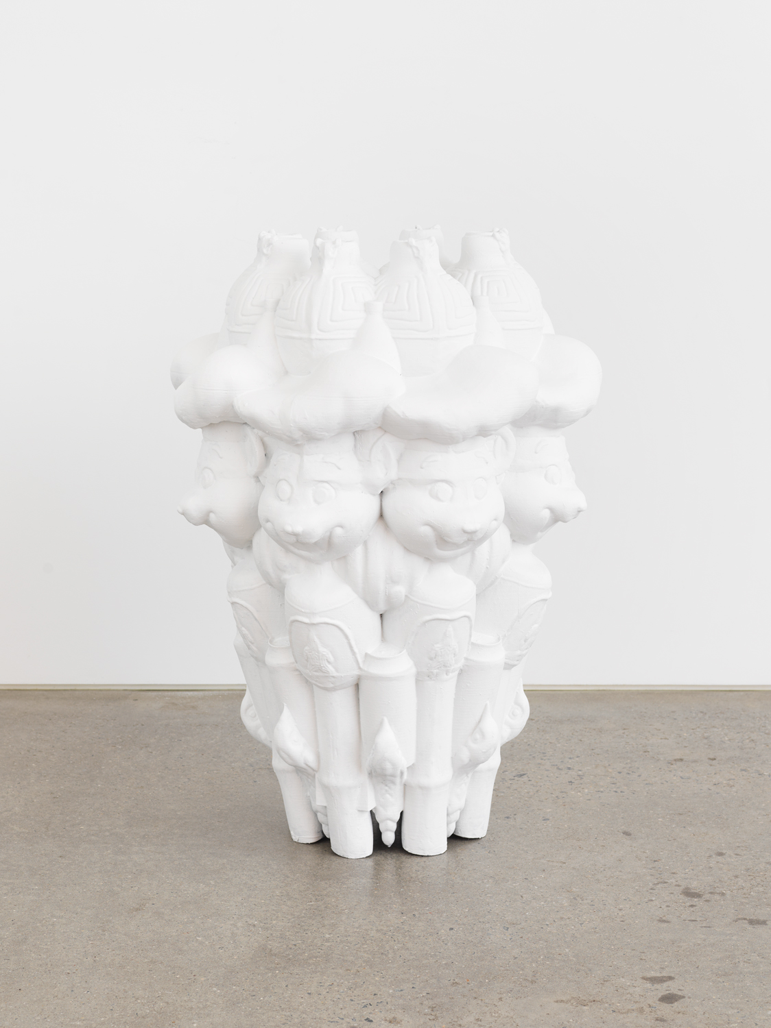 André Filipek-Magaña, Vacacetabimbotella Pandujarralatacañapajarrito, 2019, Chalk paint on epoxy-finished thermoplastic, 37.70h x 26.72w x 26.79d in.