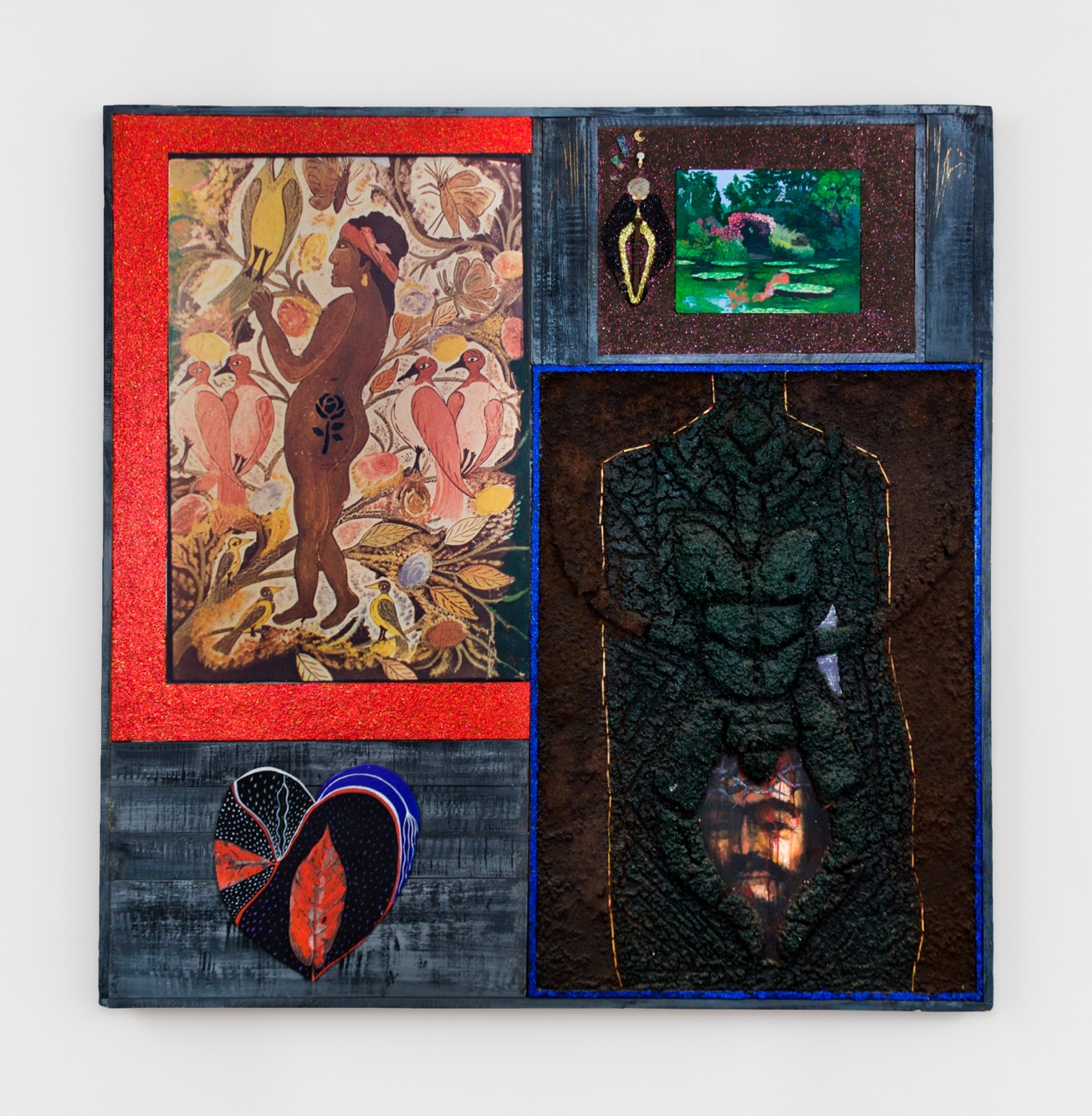 Paul Gardère, The Rose Tattoo, 2000, Acrylic and mixed media on canvas and wood, 70 x 60 x 4 in. Image courtesy of the Estate of Paul Gardère. Work © The Estate of Paul Gardère.