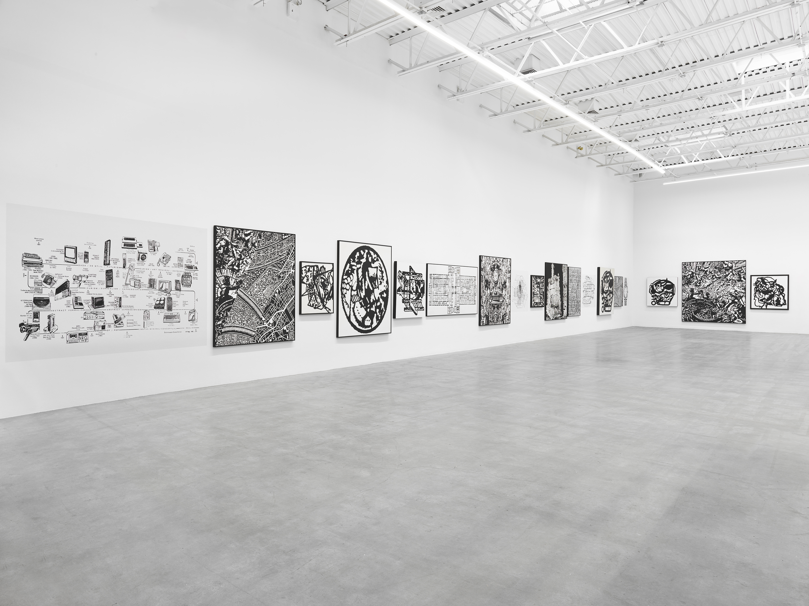 Installation view, Peter Nagy: Entertainment Erases History, Jeffery Deitch, New York, NY, 2020