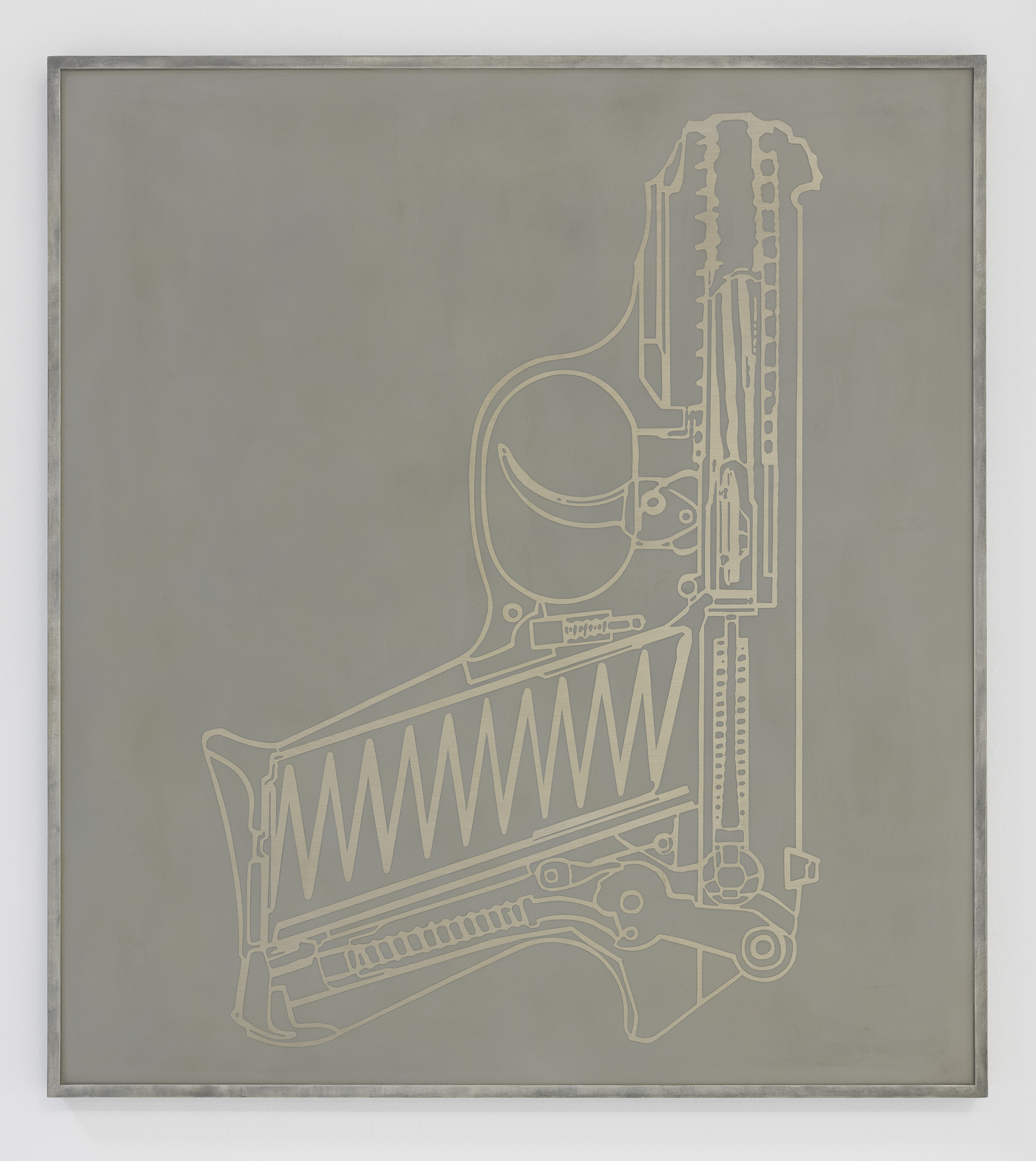 Peter Nagy, Chained To Life, 1987, Sandblasted aluminum, 40h x 36w in.