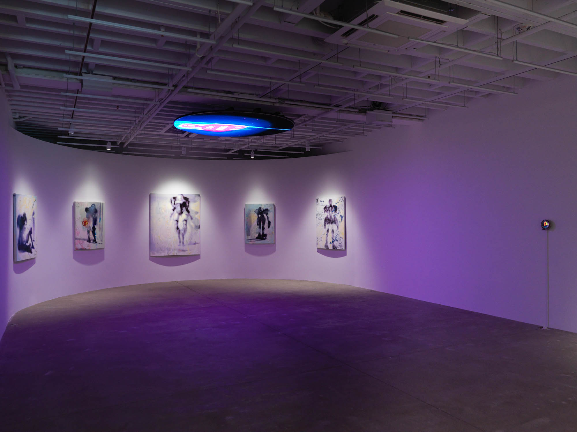 Installation view, Rachel Rossin: SCRY, Magenta Plains, New York, NY 2023.