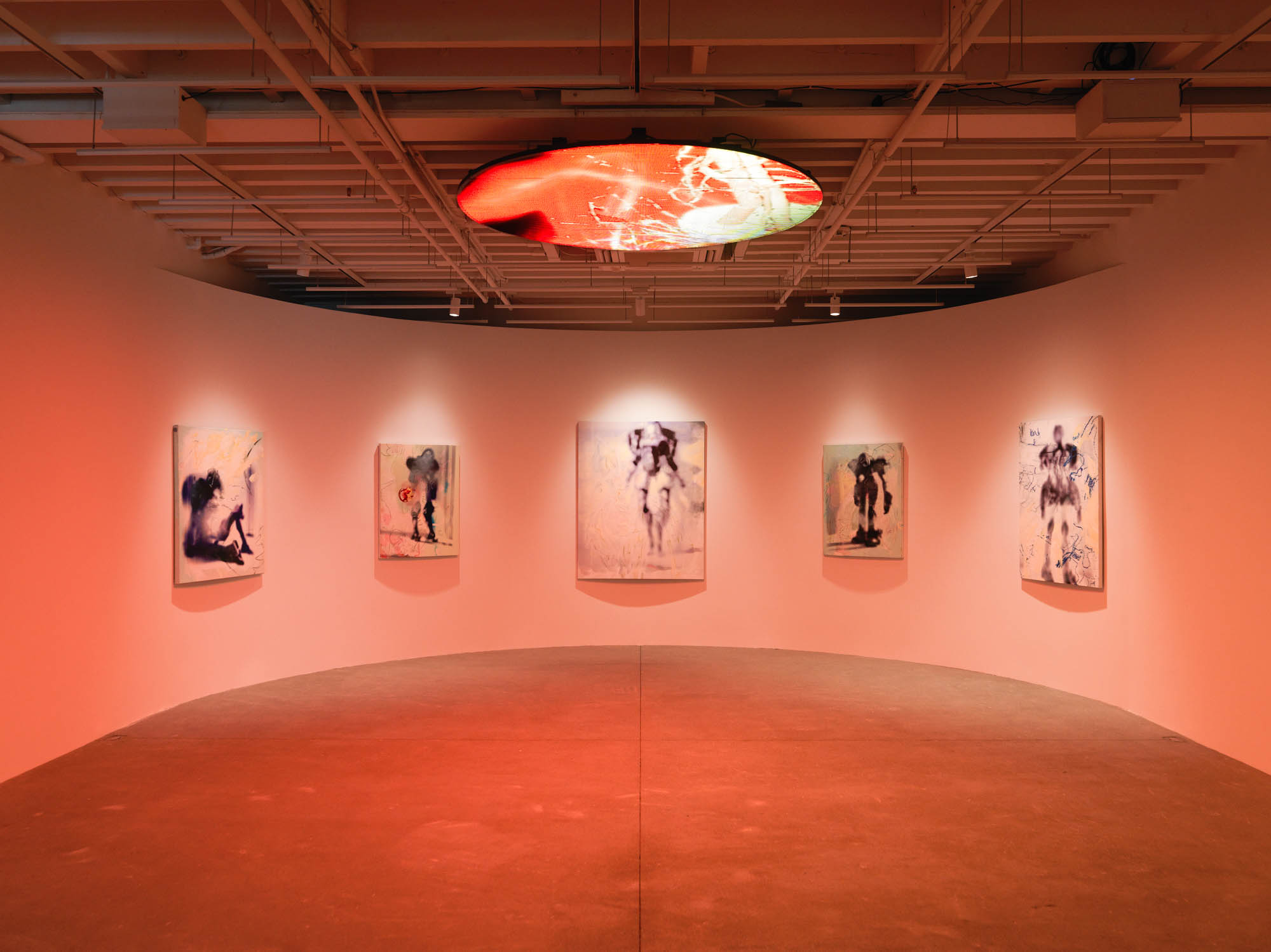 Installation view, Rachel Rossin: SCRY, Magenta Plains, New York, NY 2023.