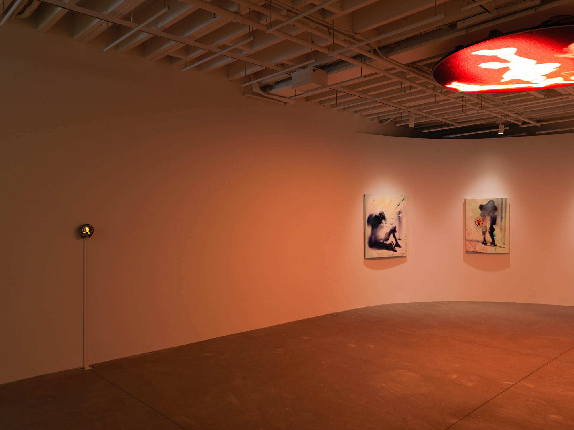 Installation view, Rachel Rossin: SCRY, Magenta Plains, New York, NY 2023.