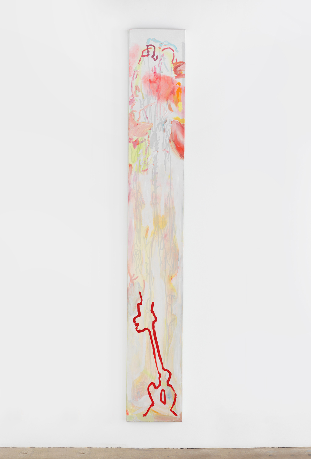 Rachel Rossin, Ibid-Id (Keystone Reader), 2021, Oil, airbrushed oil, and enamel on canvas, 84h x 12w in.