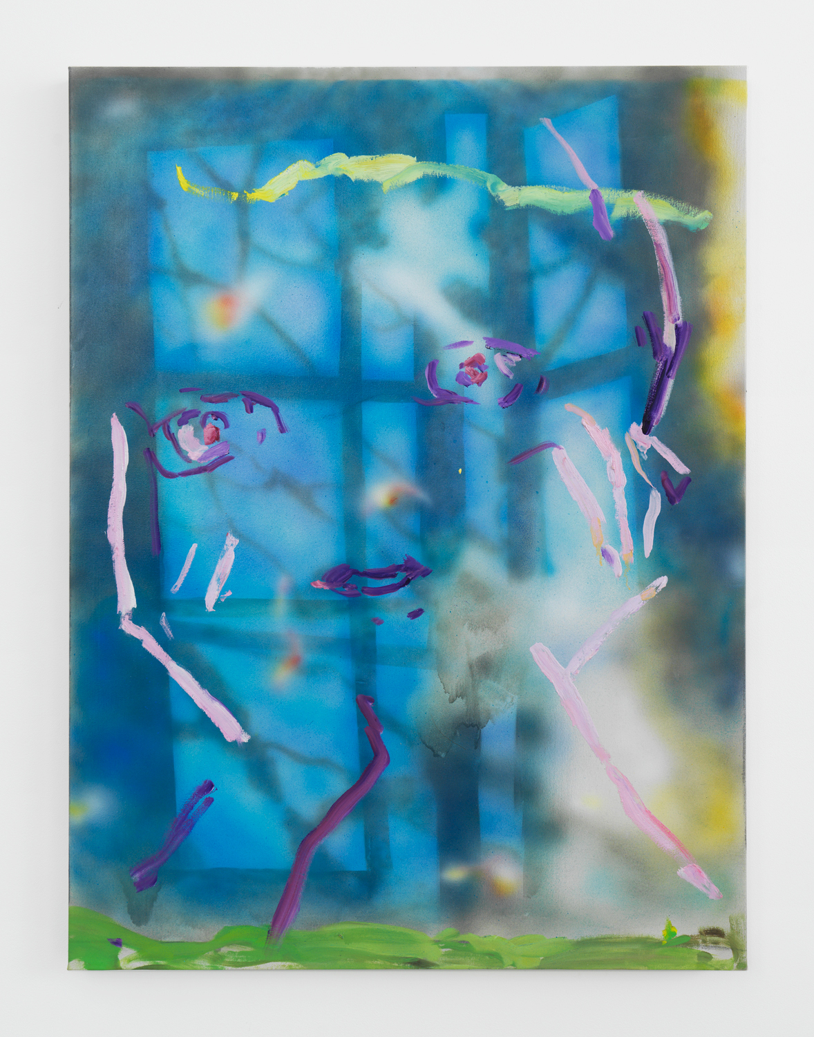 Rachel Rossin, The Window Again, 2021, Oil and airbrushed acrylic on canvas, 40h x 30w in.