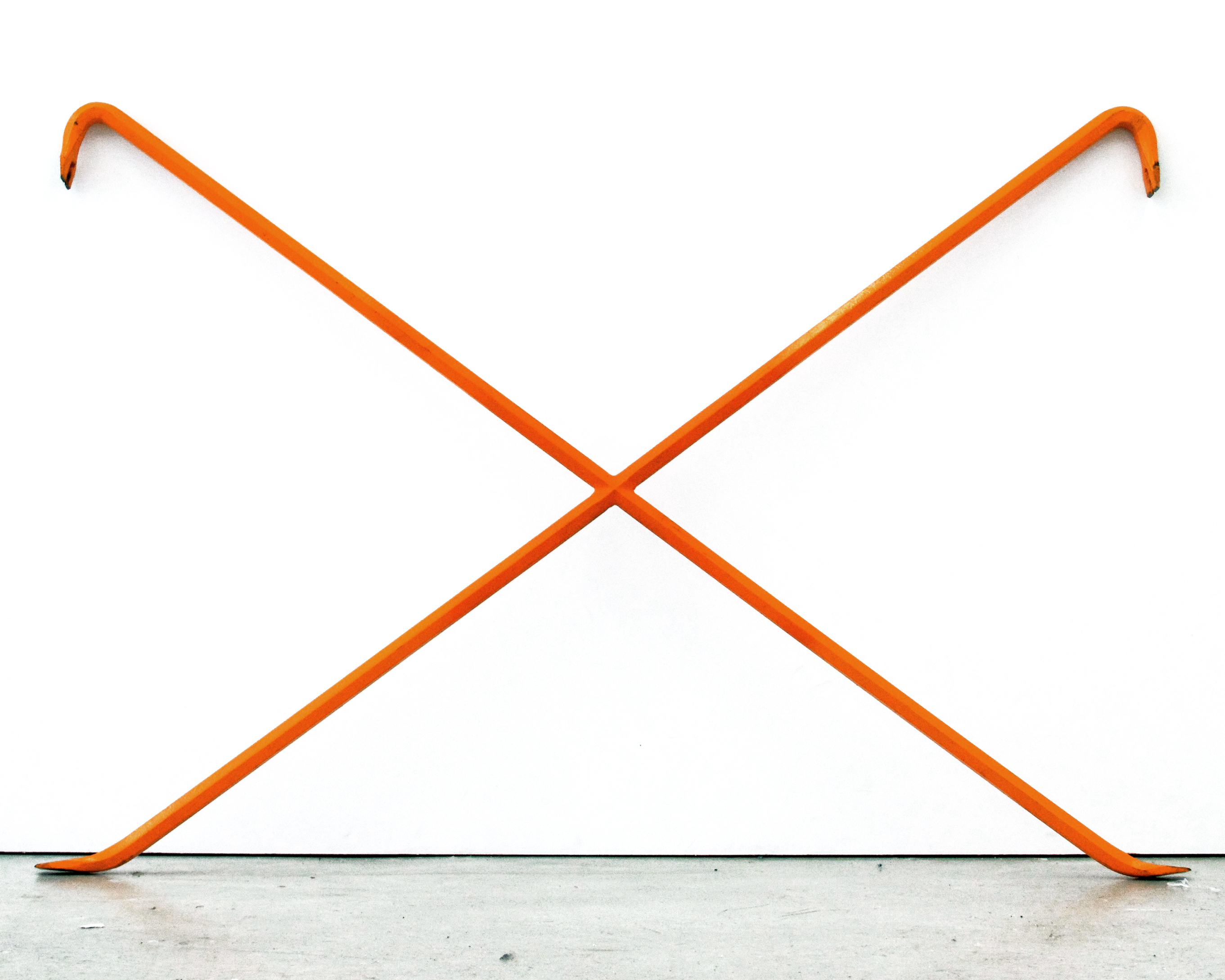 Marlous Borm, Untitled, 2014, crowbars (steel), spray paint, 28.25h x 40w x 0.75d in.