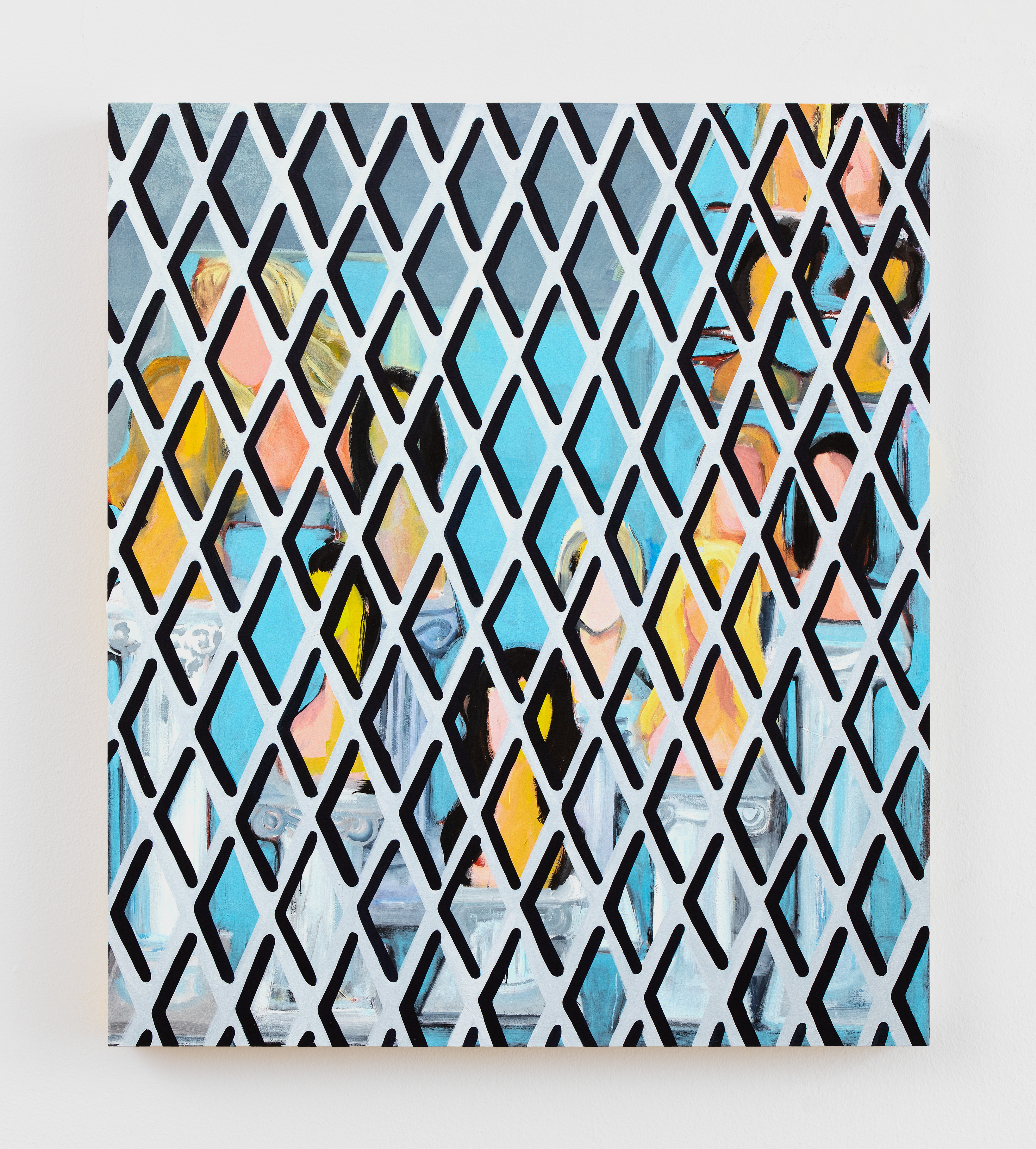 Becky Kolsrud, Muse Realm (Human/Synthetic), 2023, Oil on canvas, 66 x 58 in.