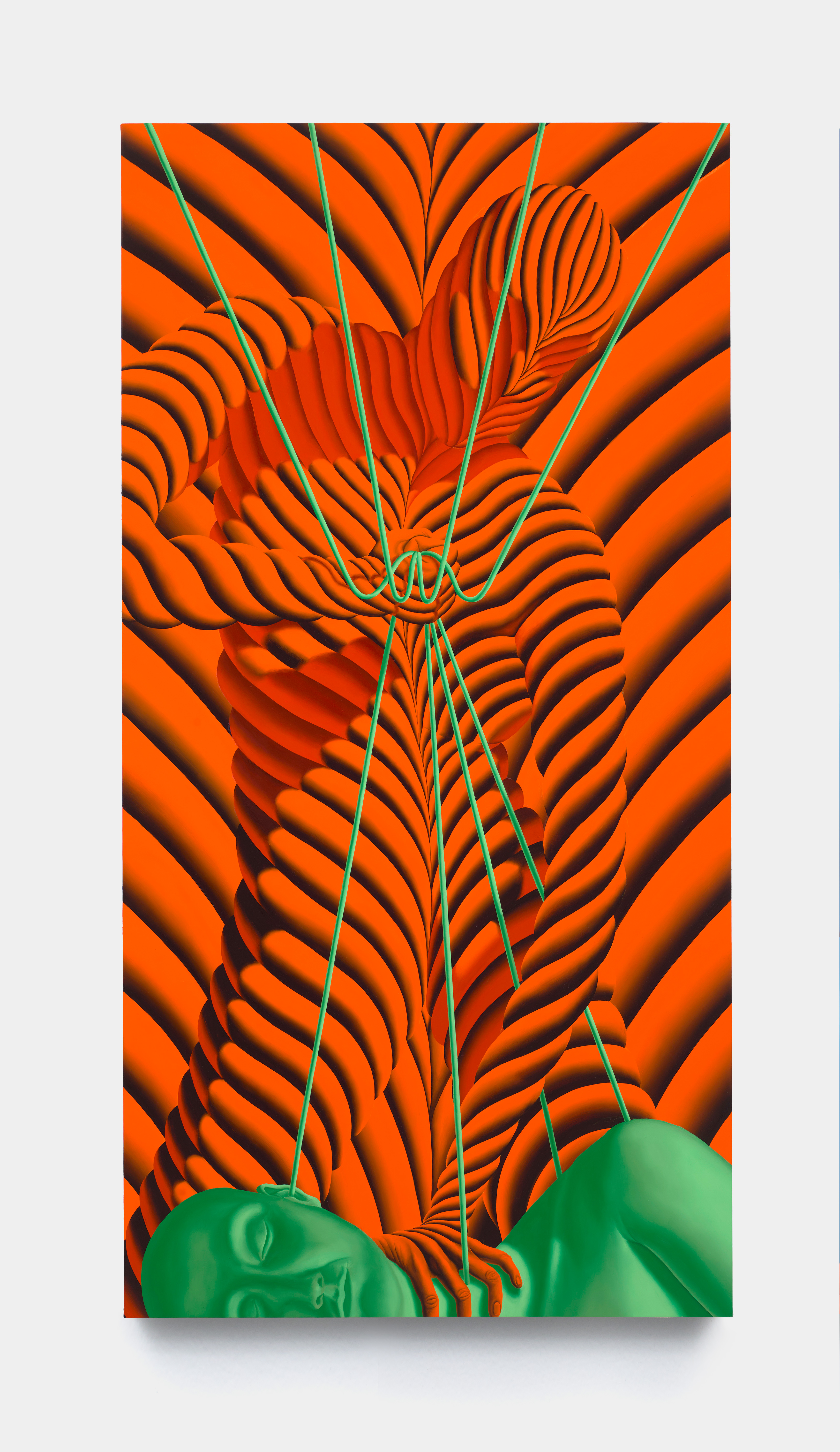 Sascha Braunig, My Death, 2025, Oil on linen over panel, 50 x 25 1/2 in.