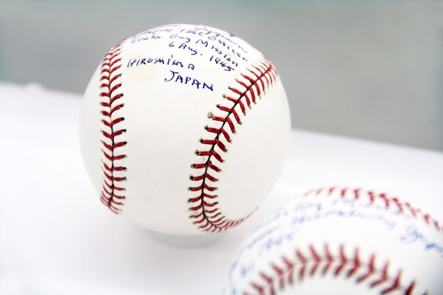 Craig Smyth, Morris Jepson Weapon Test Officer Enola Gay Mission 6 Aug. 1945 Hiroshima Japan, 1994, autographed baseball, 2.9h x 2.9w x 2.9d in.