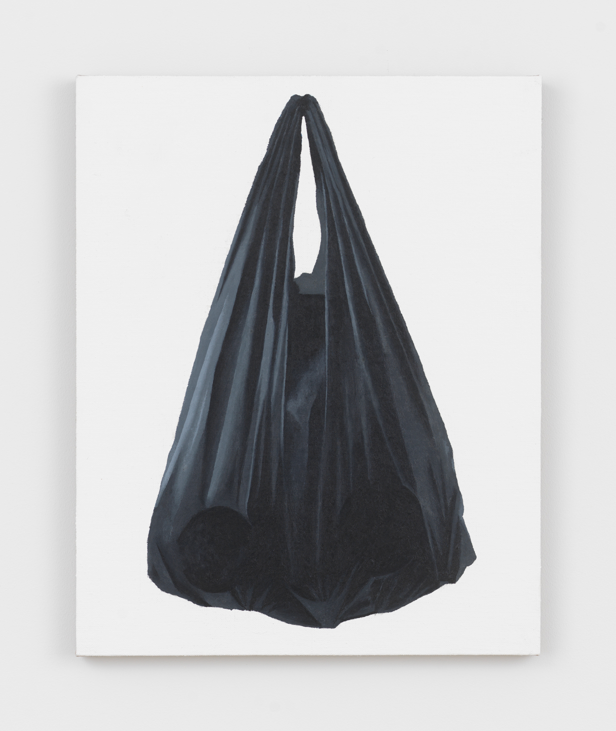 Alex Kwartler, Black Plastic Bag I, 2024, Oil on panel, 20 x 16 in.