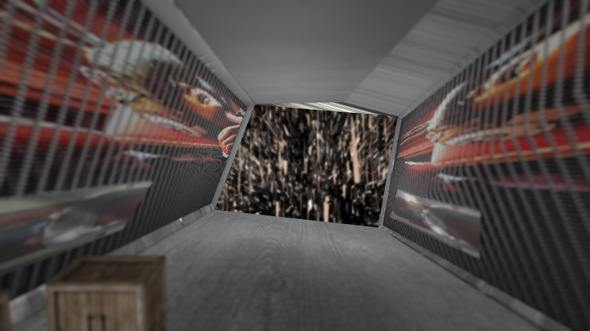 Still from Theodore Darst, The Tourist: This Machine Makes Fascists (Soundtrack by Kevin Carey), 2017, 11 minute HD Video loop, cargo straps, mounting equipment, dimensions variable. Edition of 3 + 2 Artist Proofs.