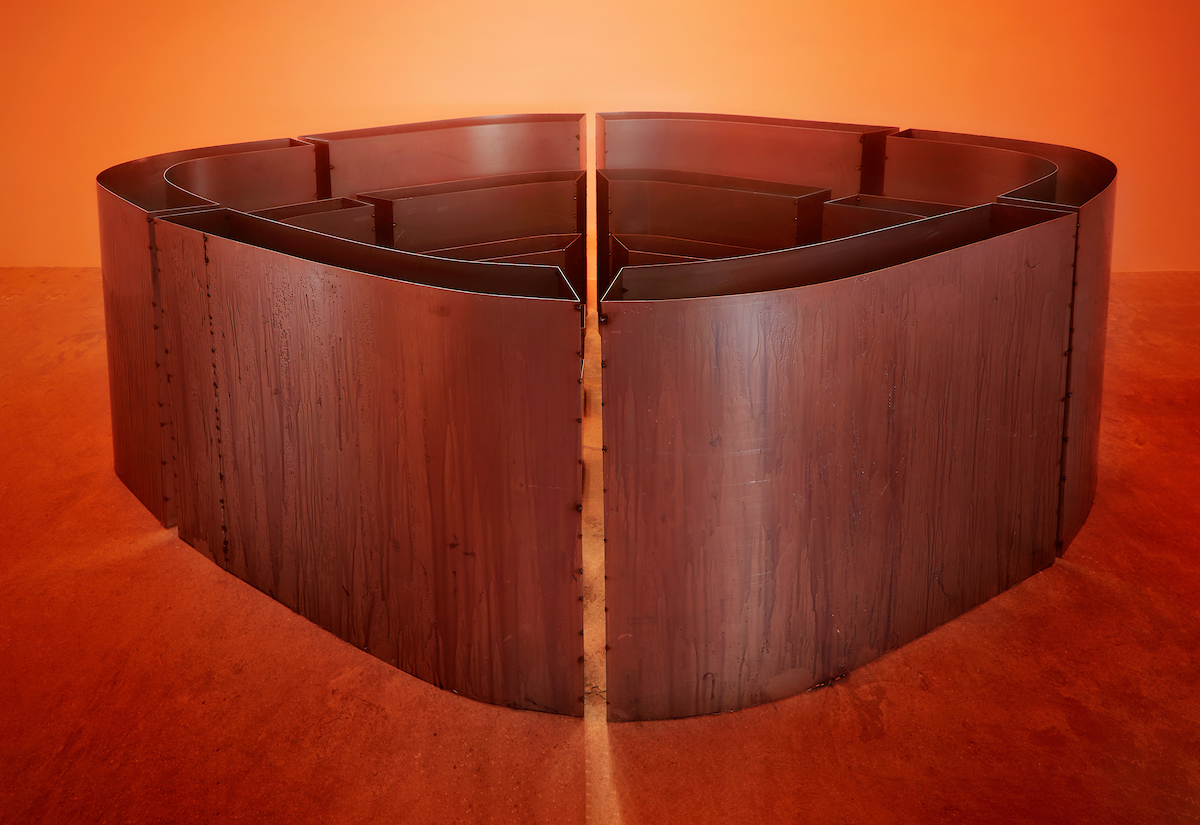 Tiril Hasselknippe, Bykjernens Soldans (Solar Dance of City Kernel), 2019, Welded steel, resin, 38h x 113w x 78d in.