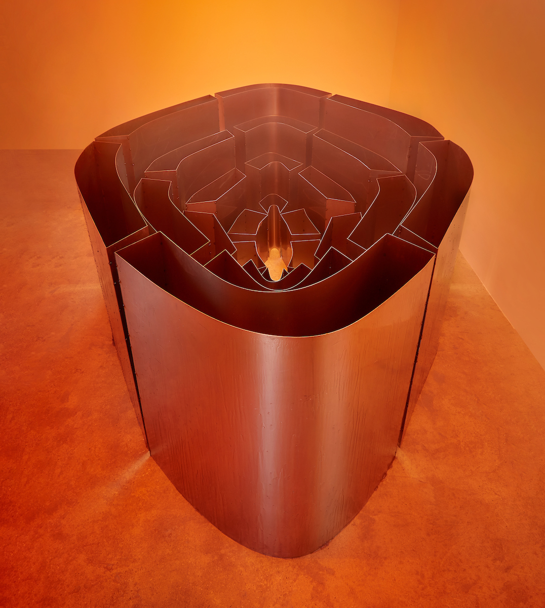 Tiril Hasselknippe, Bykjernens Soldans (Solar Dance of City Kernel), 2019, Welded steel, resin, 38h x 113w x 78d in.