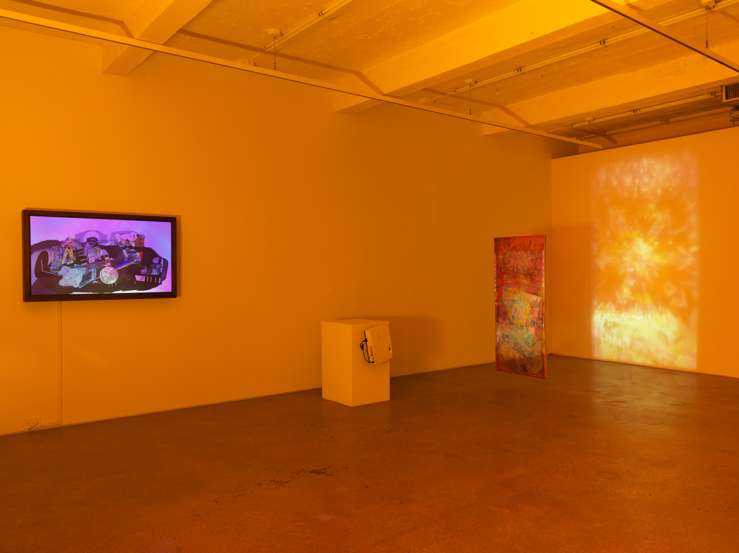 Installation view, Jibade-Khalil Huffman: Total Running Time, Magenta Plains, New York, NY, 2020.